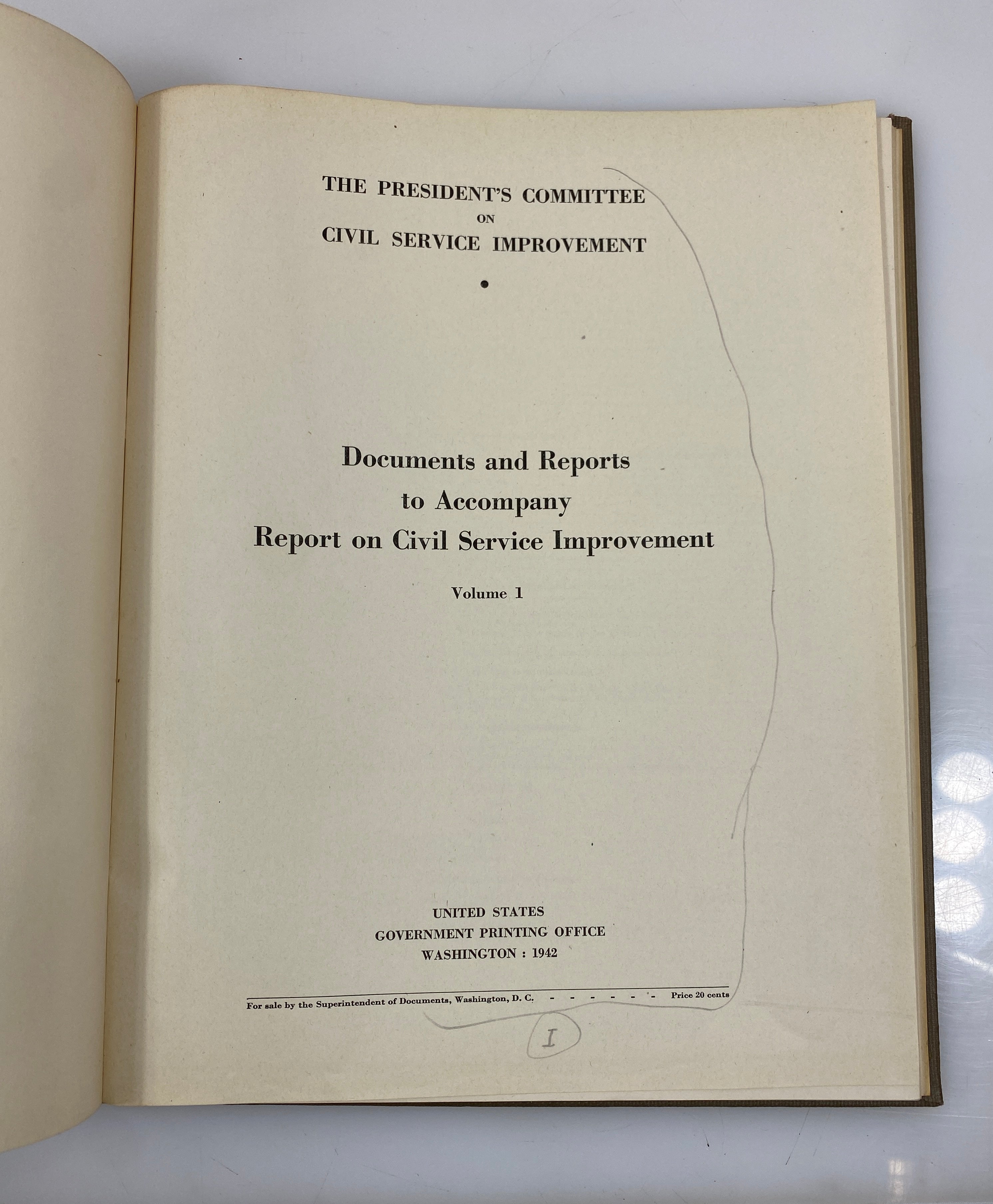 The President's Committee on Civil Service Improvement Vol 1 1942 HC