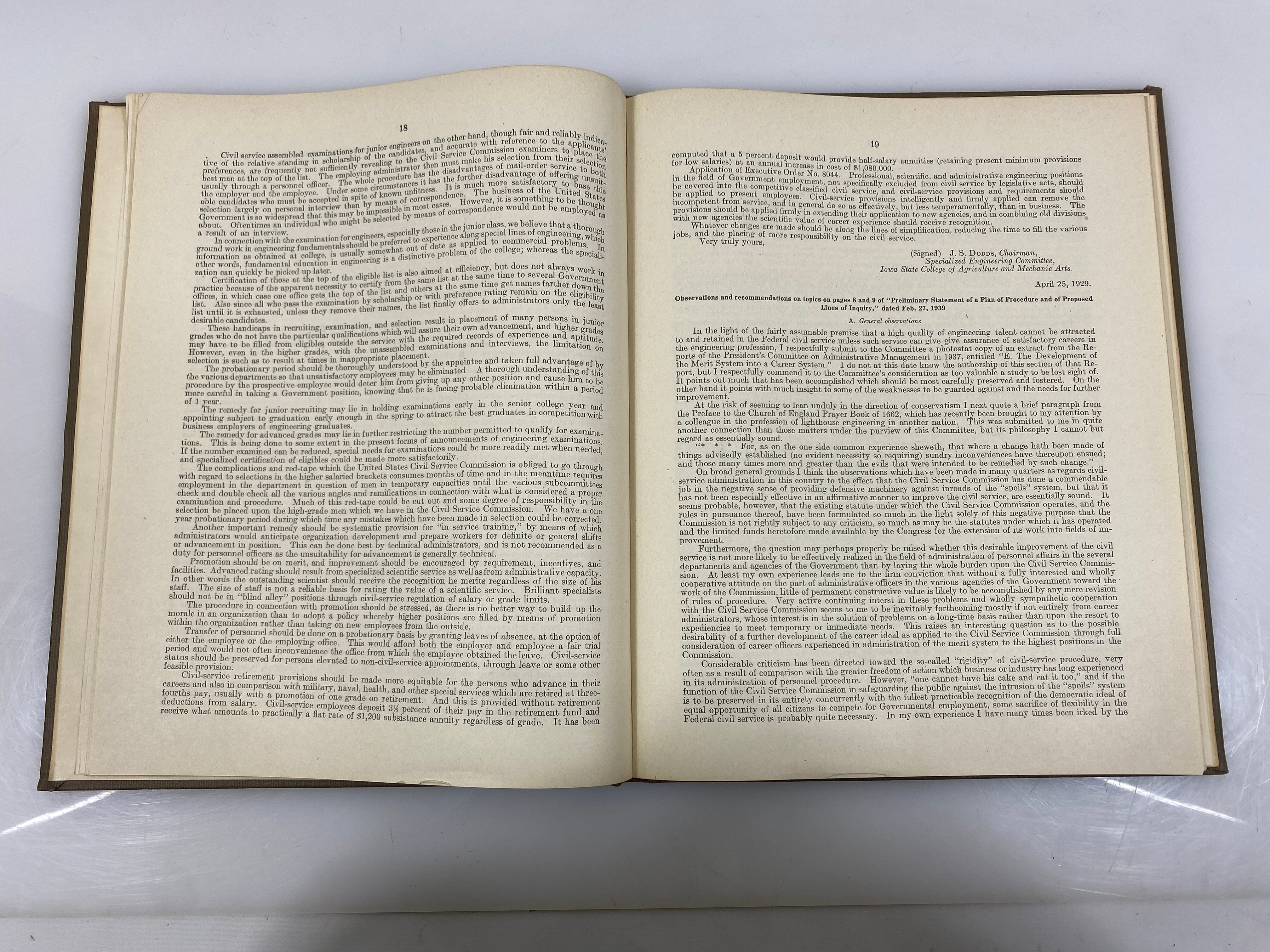 The President's Committee on Civil Service Improvement Vol 1 1942 HC