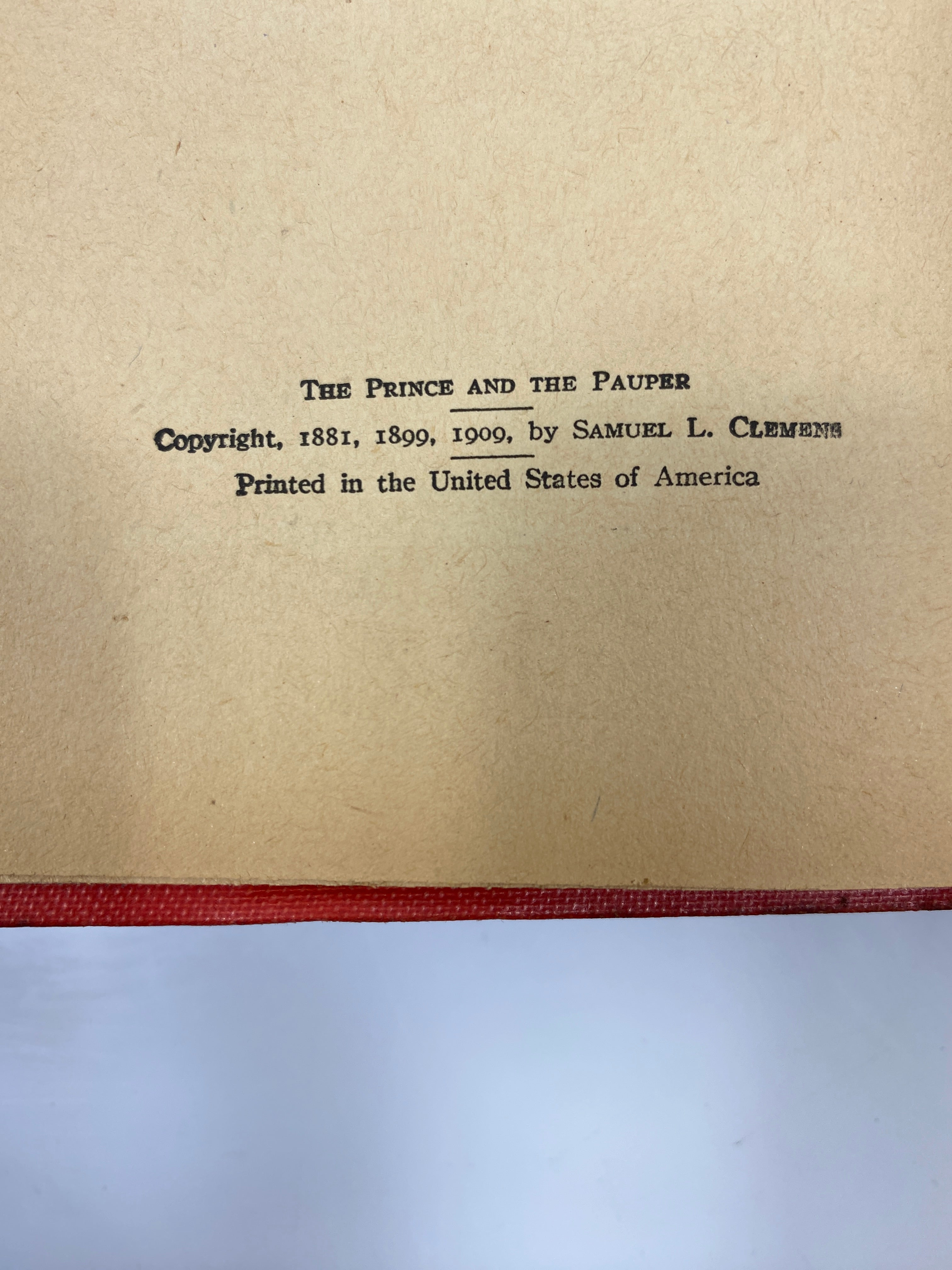 The Prince and the Pauper by Mark Twain Grosset & Dunlap 1909 HC