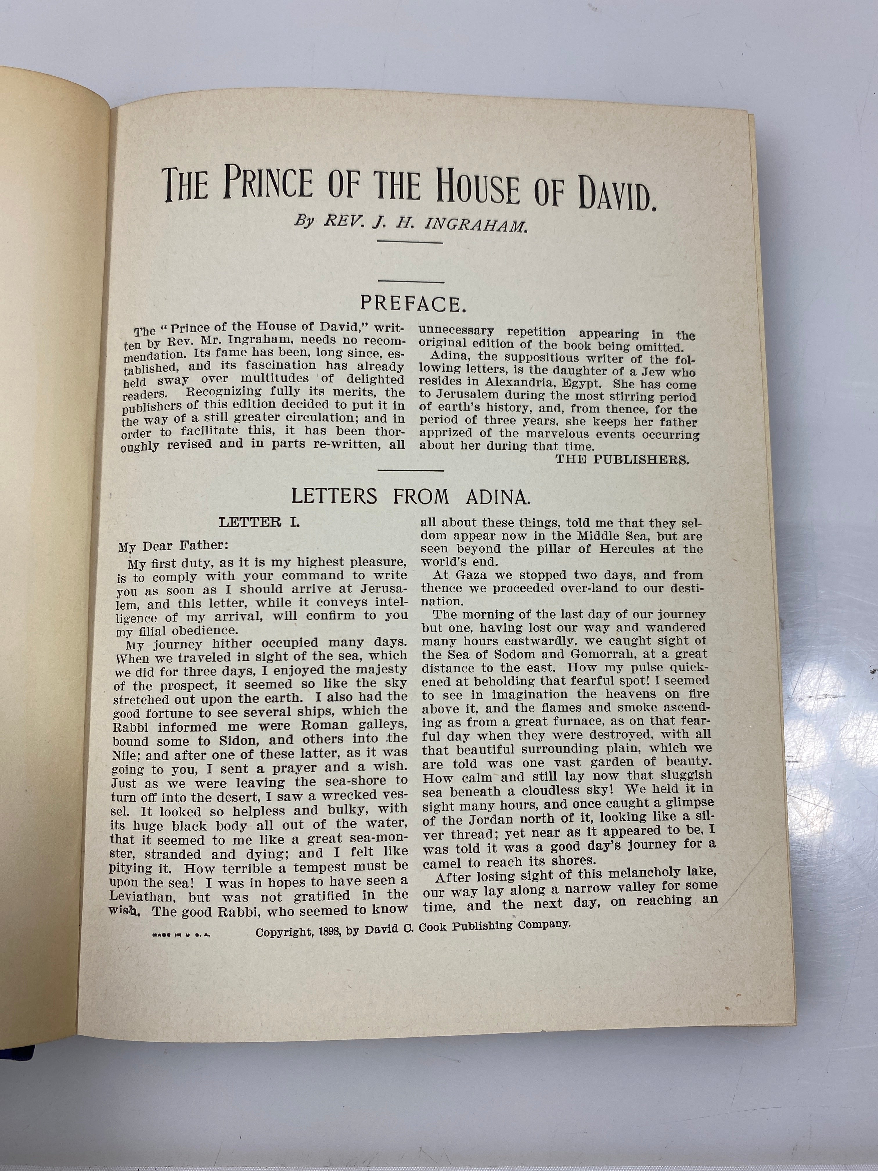 The Prince of the House of David by Ingraham Reprint HC