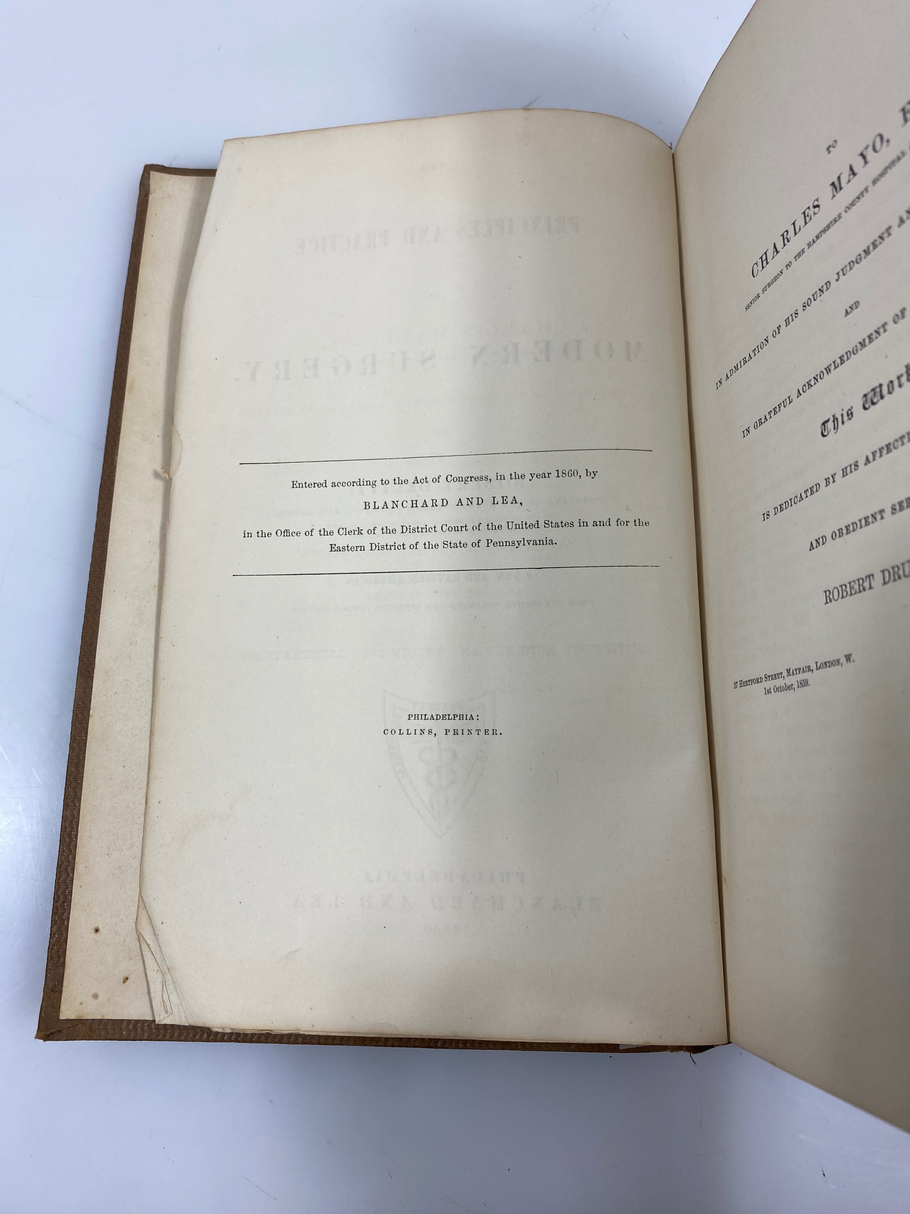 The Principles and Practice of Modern Surgery by Druitt 1860 HC