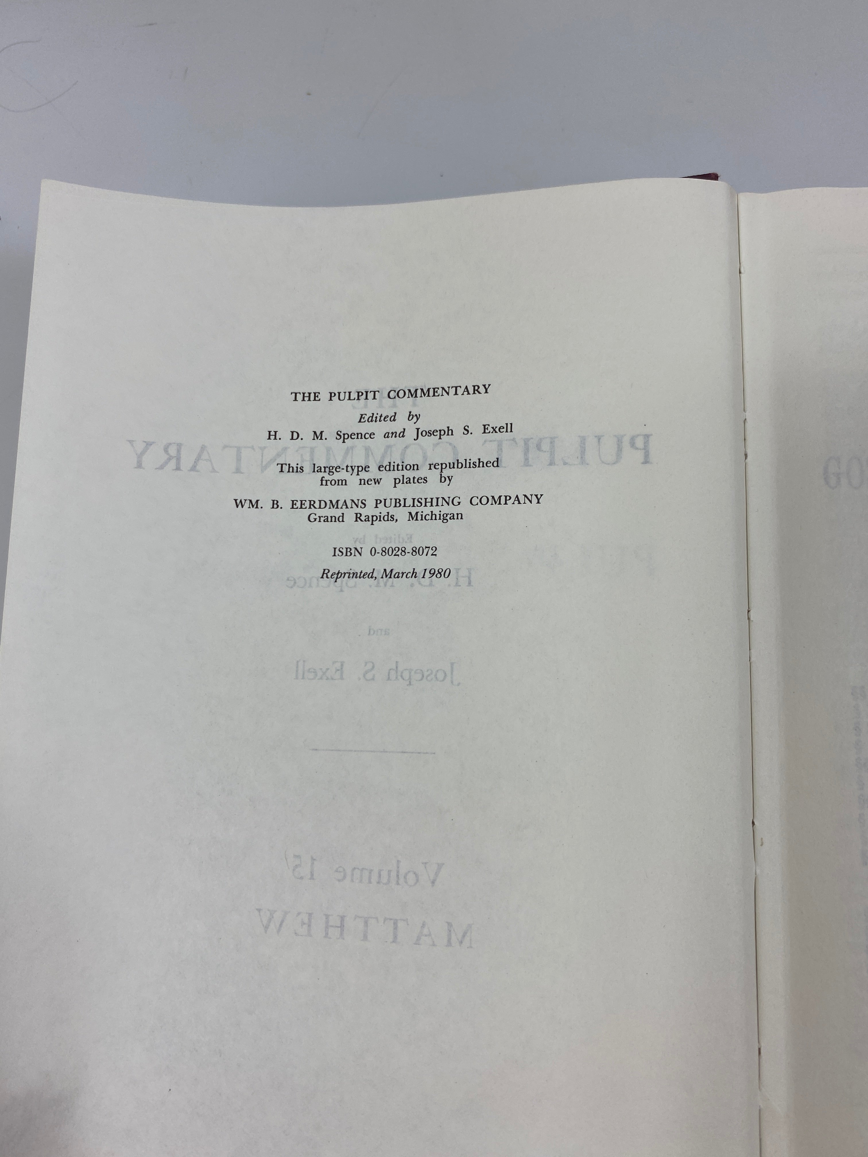 The Pulpit Commentary by Spence/Exell Vol. 15 1980 Reprint Ex-library HC