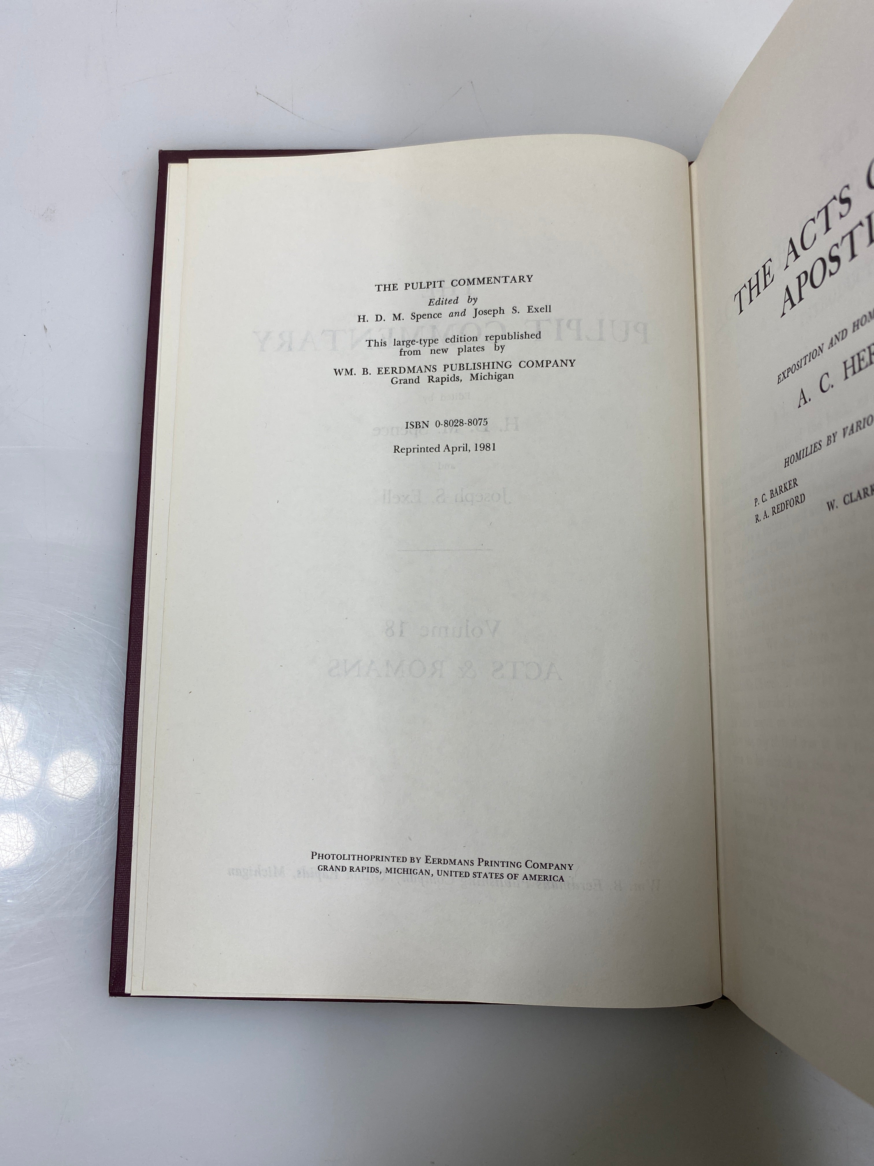 The Pulpit Commentary by Spence/Exell Vol. 18 1981 Reprint HC