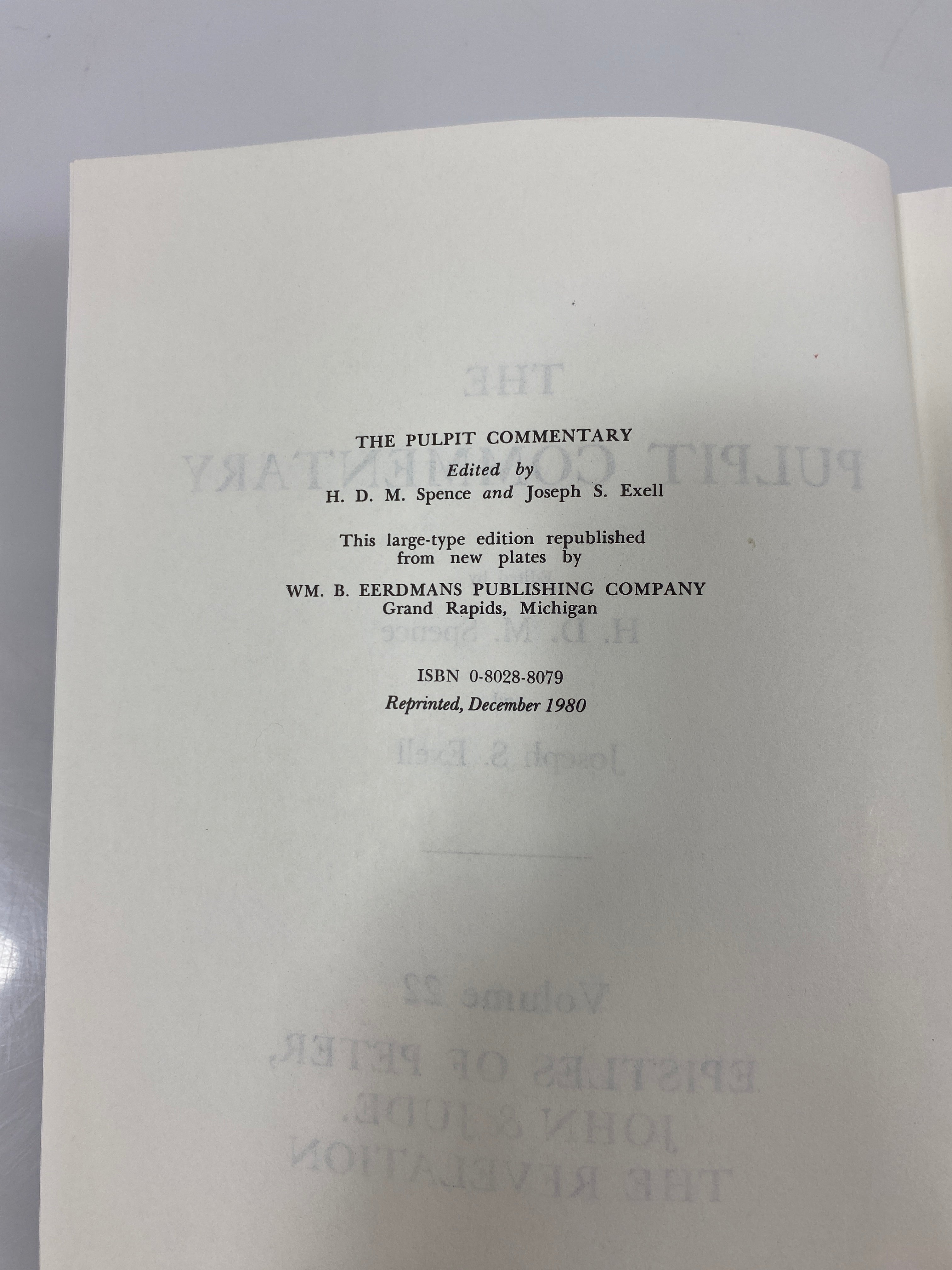 The Pulpit Commentary by Spence/Exell Vol. 22 1980 Reprint Ex-library HC