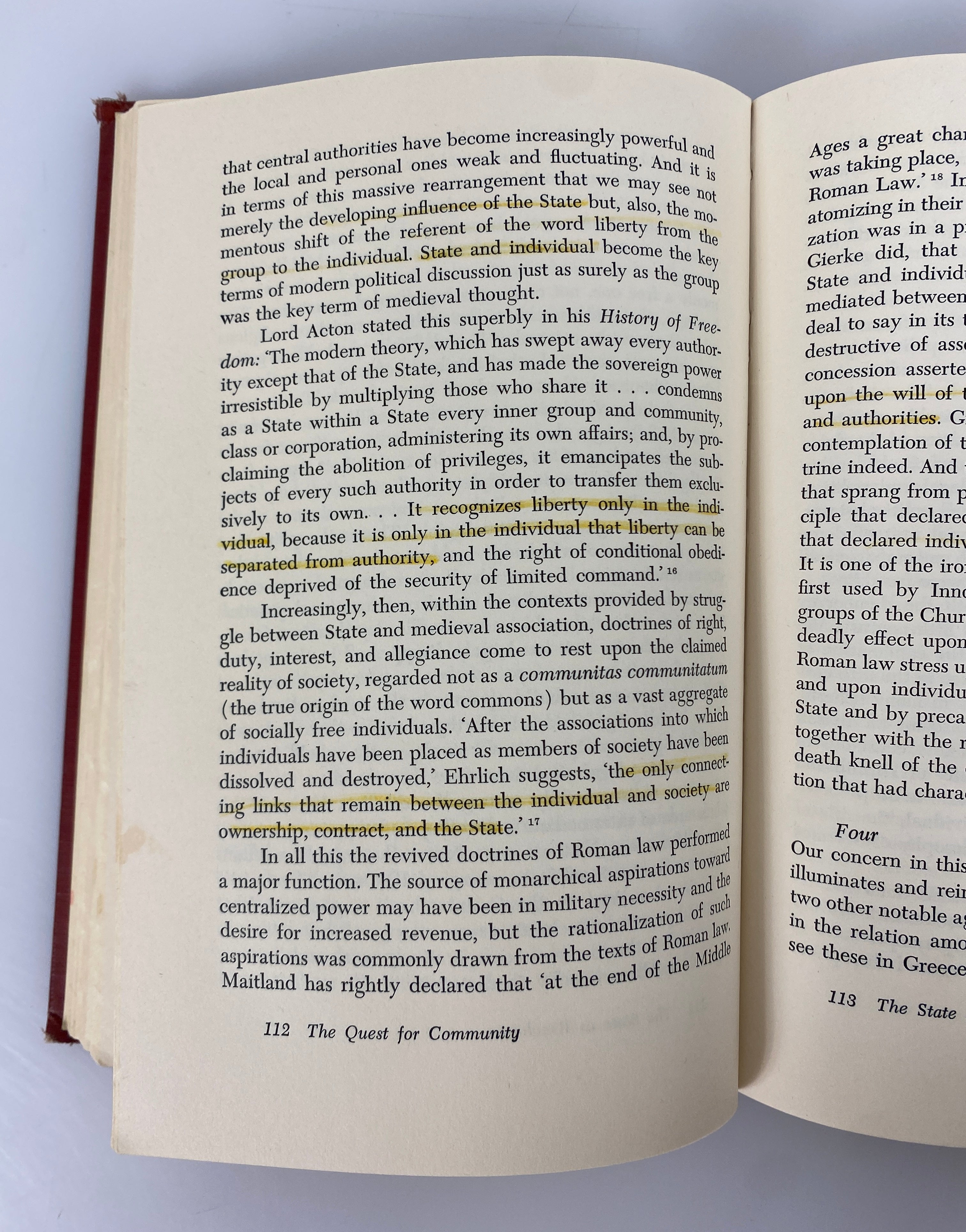 The Quest for Community Ethics of Order & Freedom by Nisbet 1953 Ex-Library HC