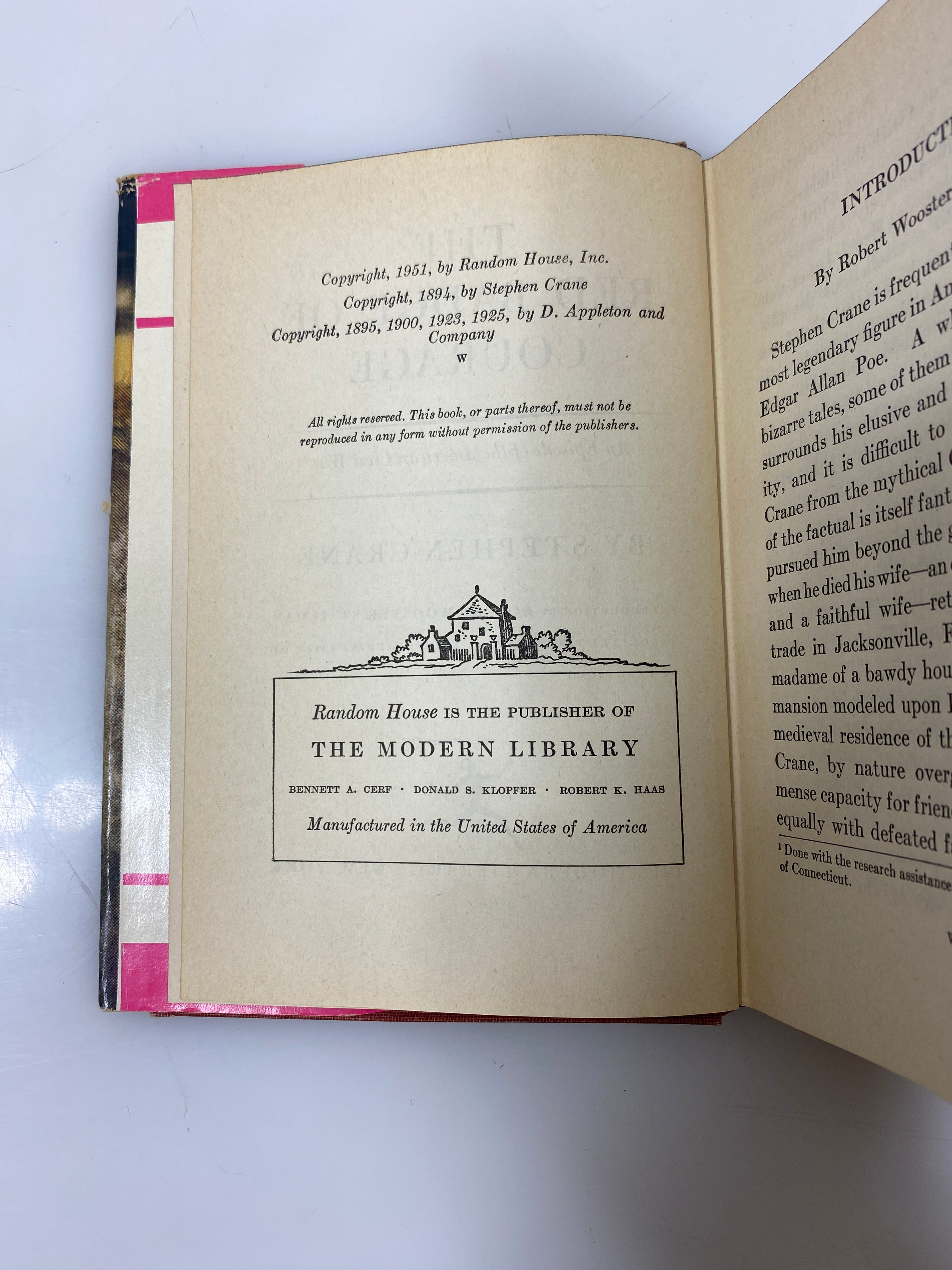 The Red Badge of Courage by Stephen Crane Modern Library 1951 HCDJ