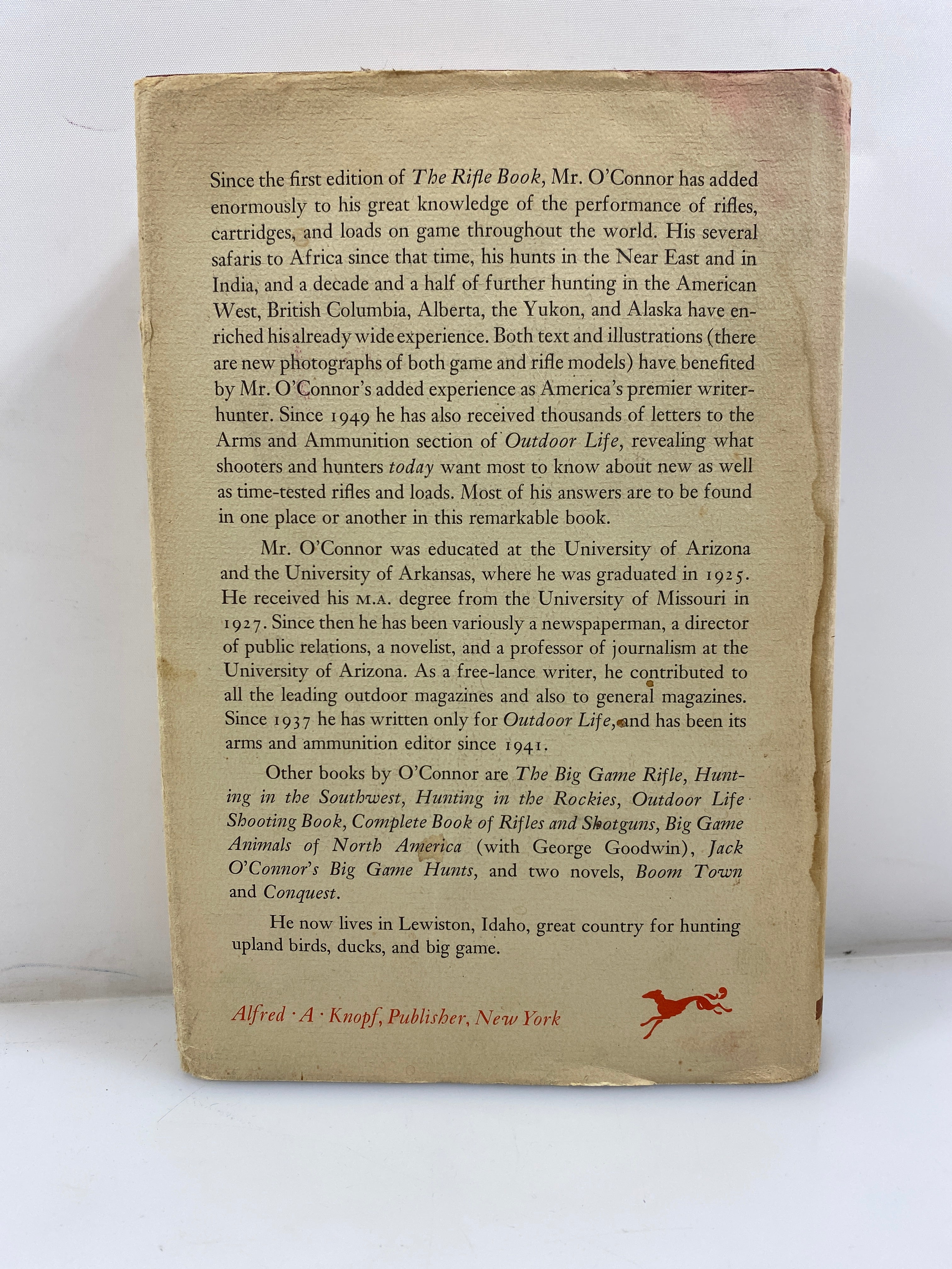 The Rifle Book by O'Connor 1964 2nd Ed. HCDJ