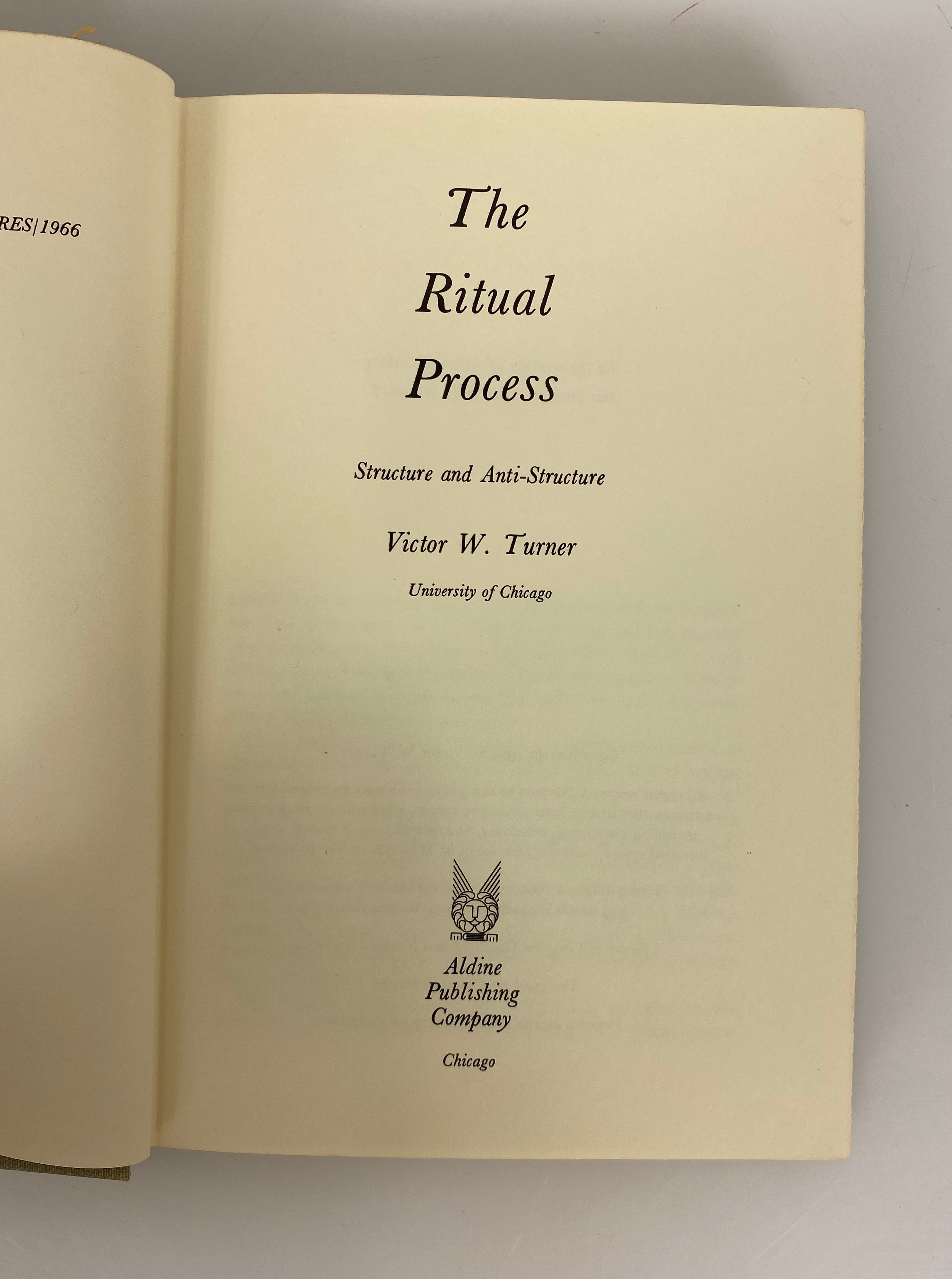 The Ritual Process by Victor Turner 1969 Vintage HC DJ