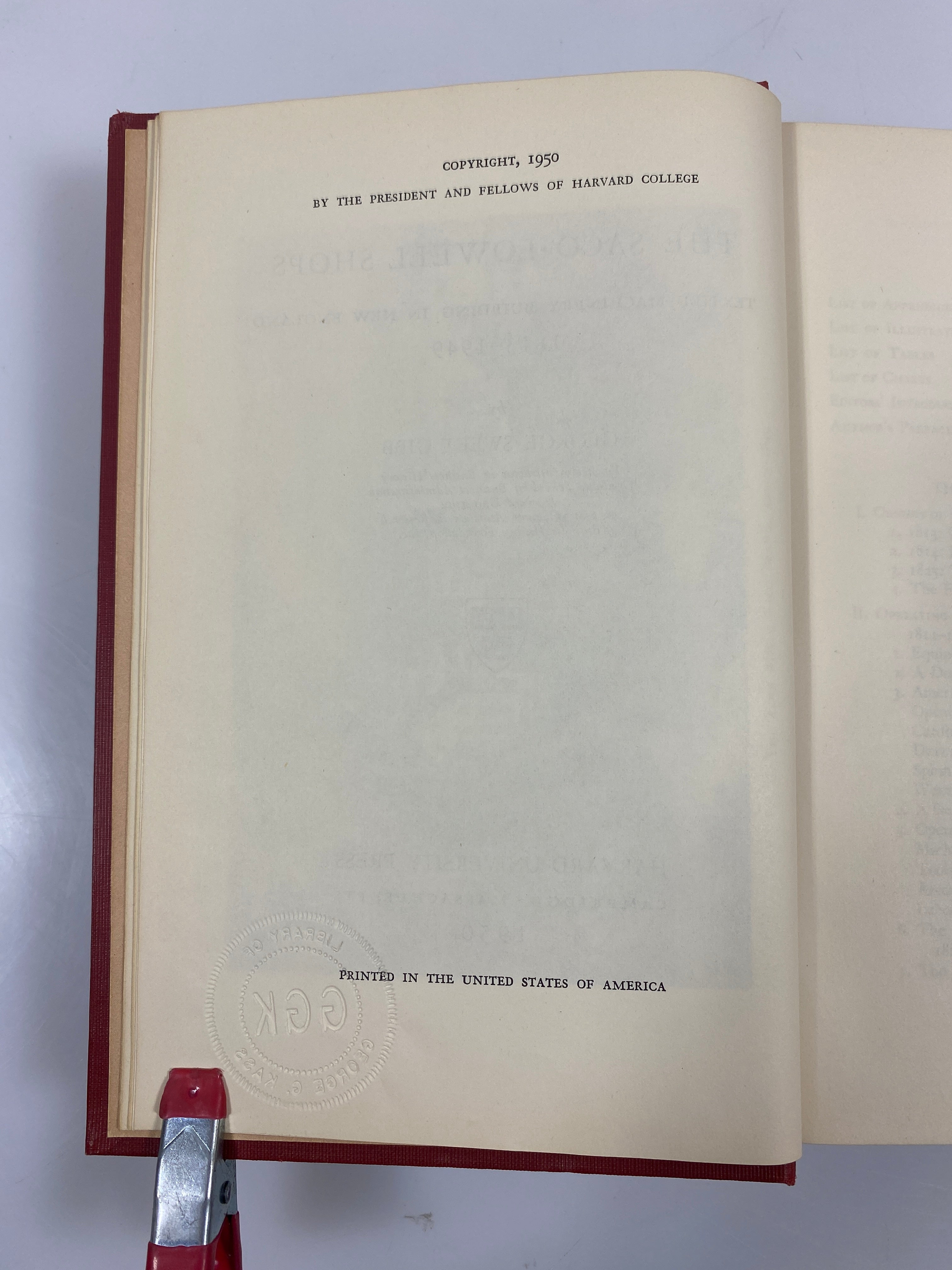 The Saco-Lowell Shops 1813-1949 Harvard University Press 1950 HC