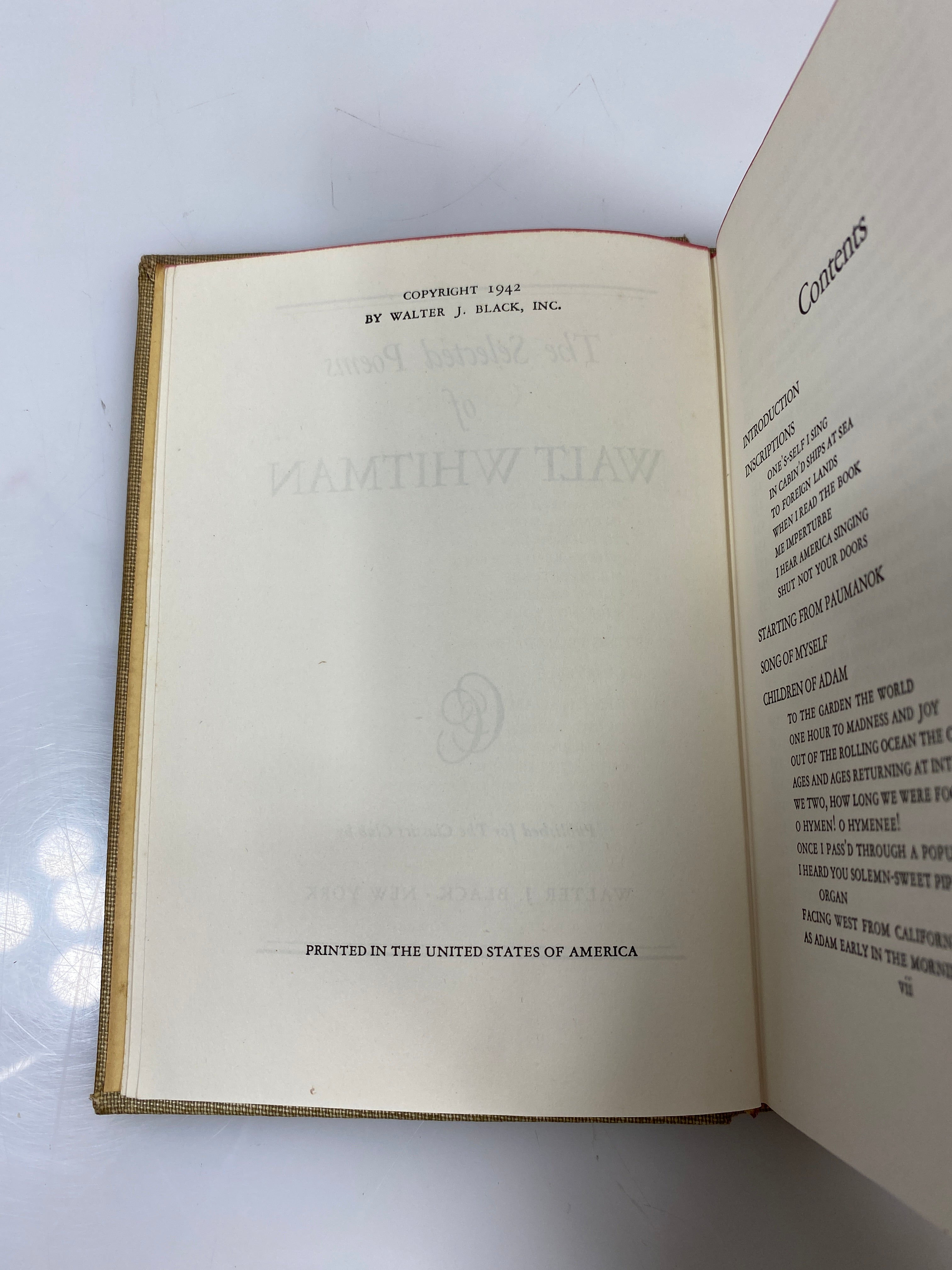The Selected Poems of Walt Whitman 1942 HC