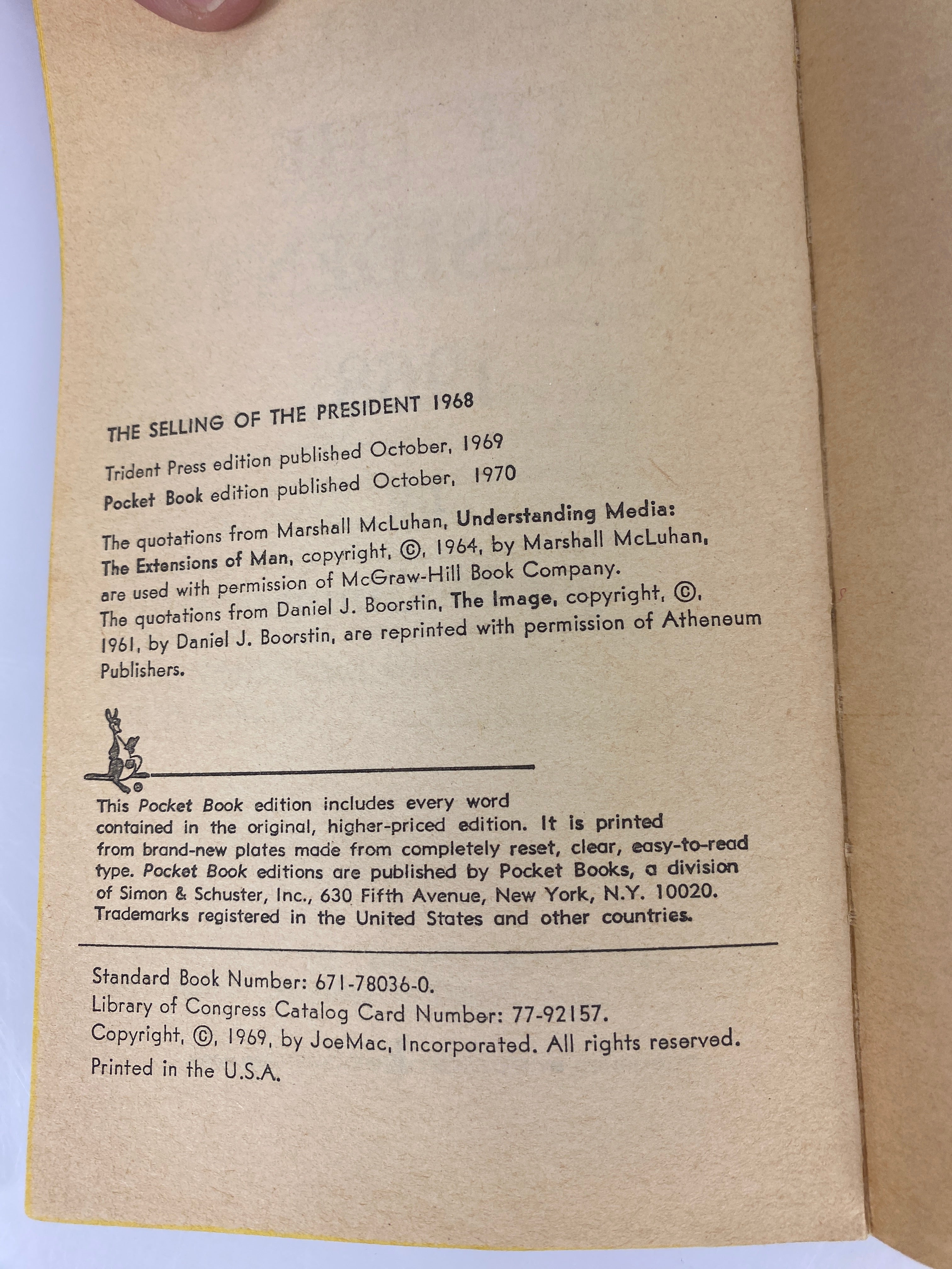 The Selling of the President 1968 Joe McGinniss Paperback 1970