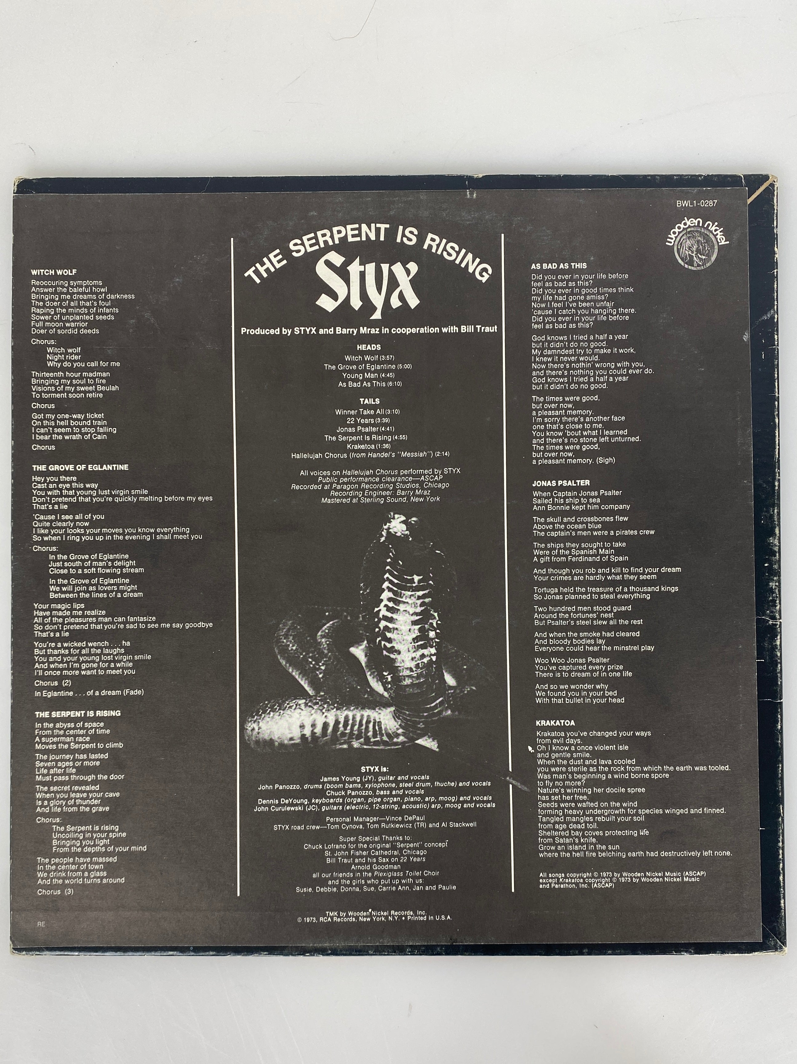 The Serpent is Rising Styx 1973 Vinyl Record