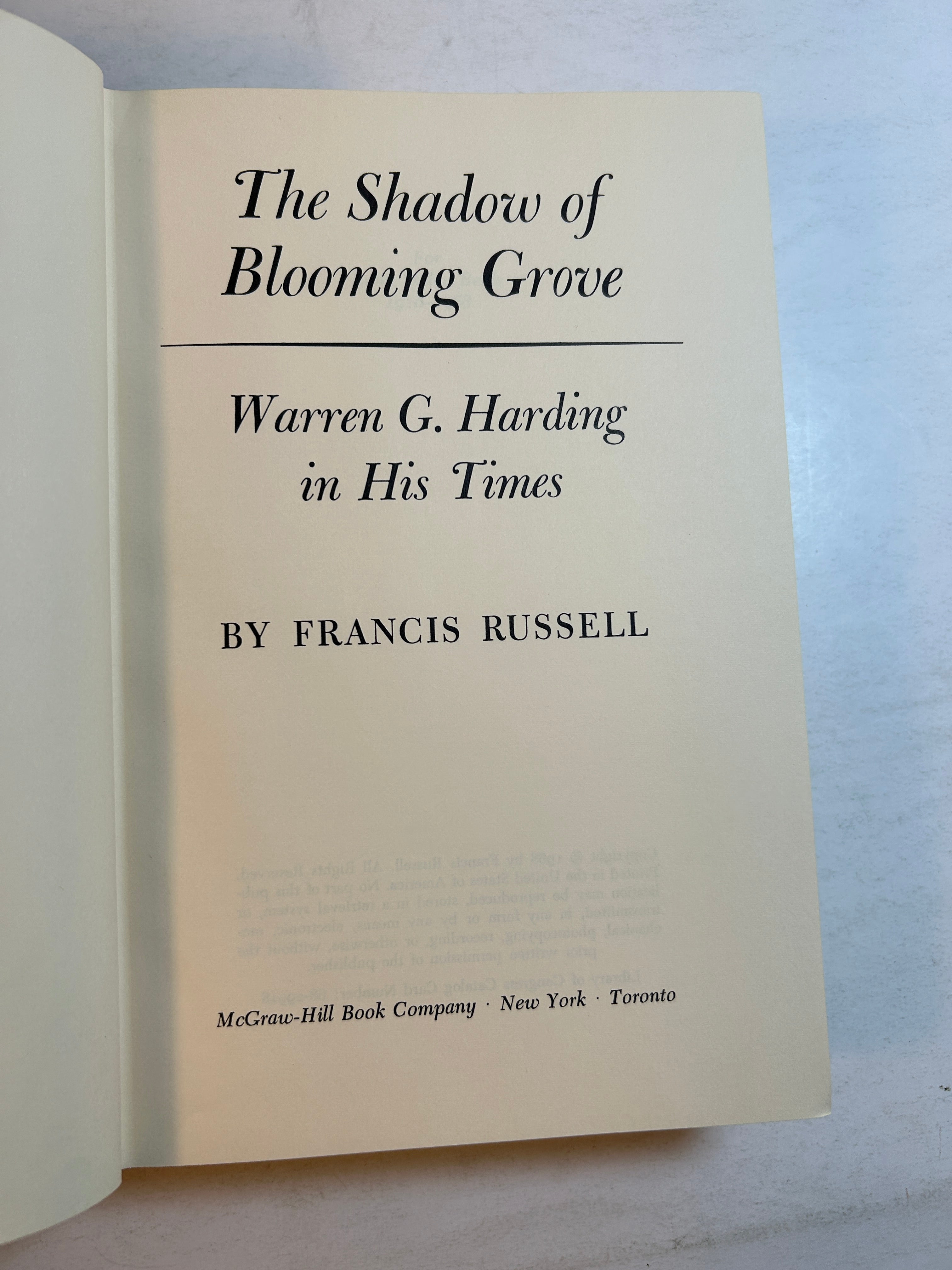 The Shadow of Blooming Grove by Francis Russell 1968 HCDJ
