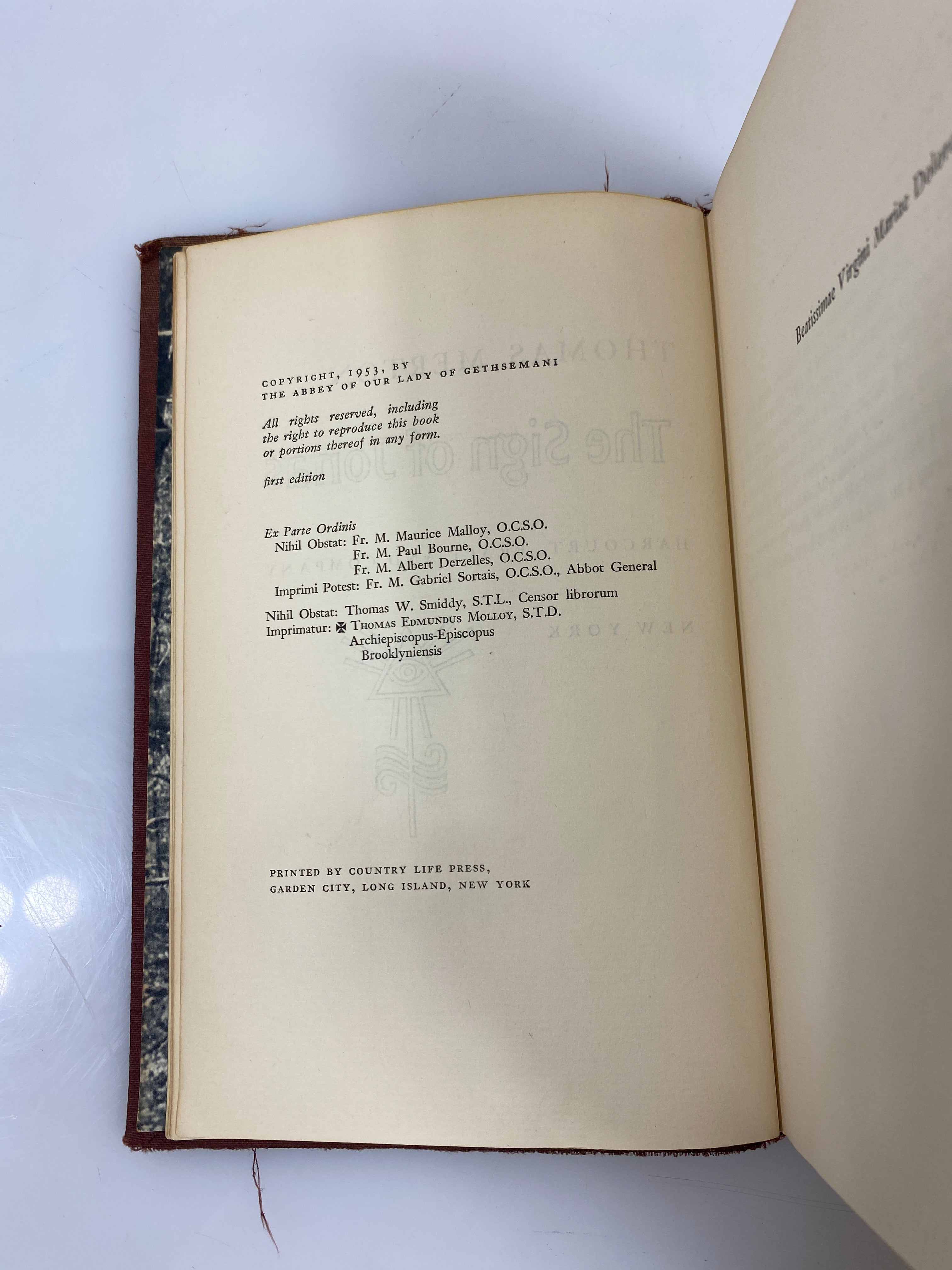 The Sign of Jonas by Merton 1953 1st Ed. HC