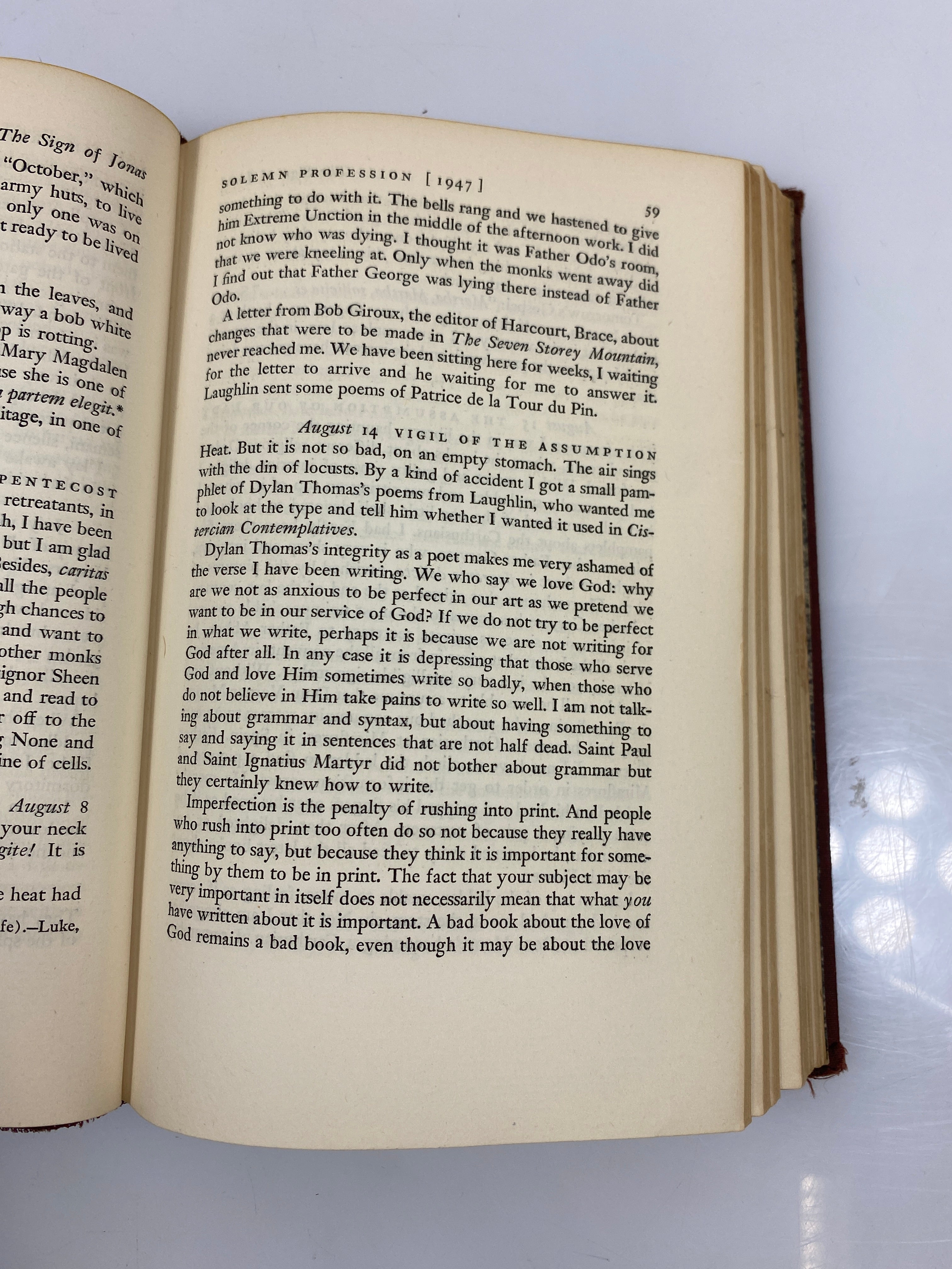 The Sign of Jonas by Merton 1953 1st Ed. HC