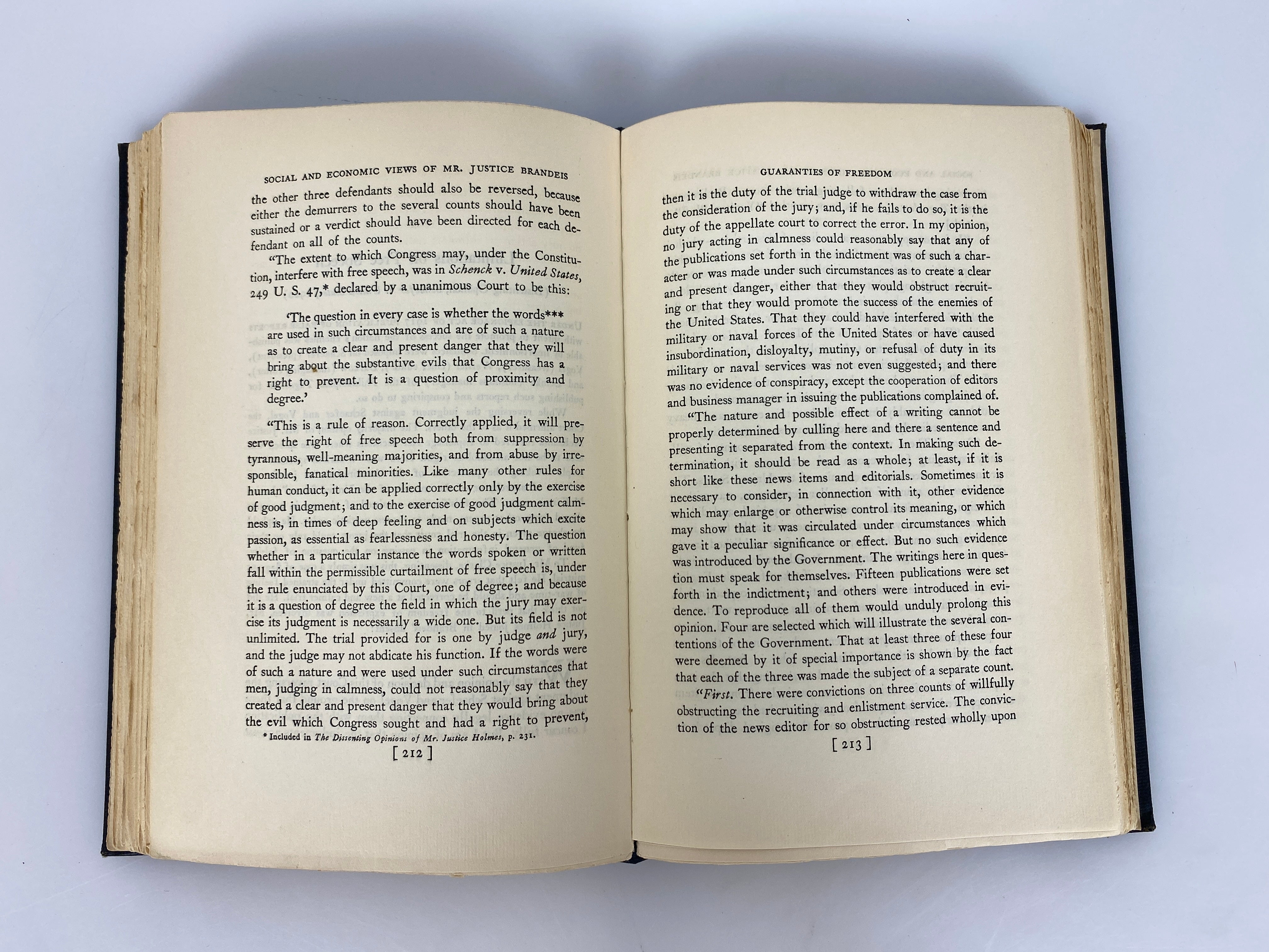 The Social & Economic Views of Mr. Justice Brandeis 1930 Ex-Library HC