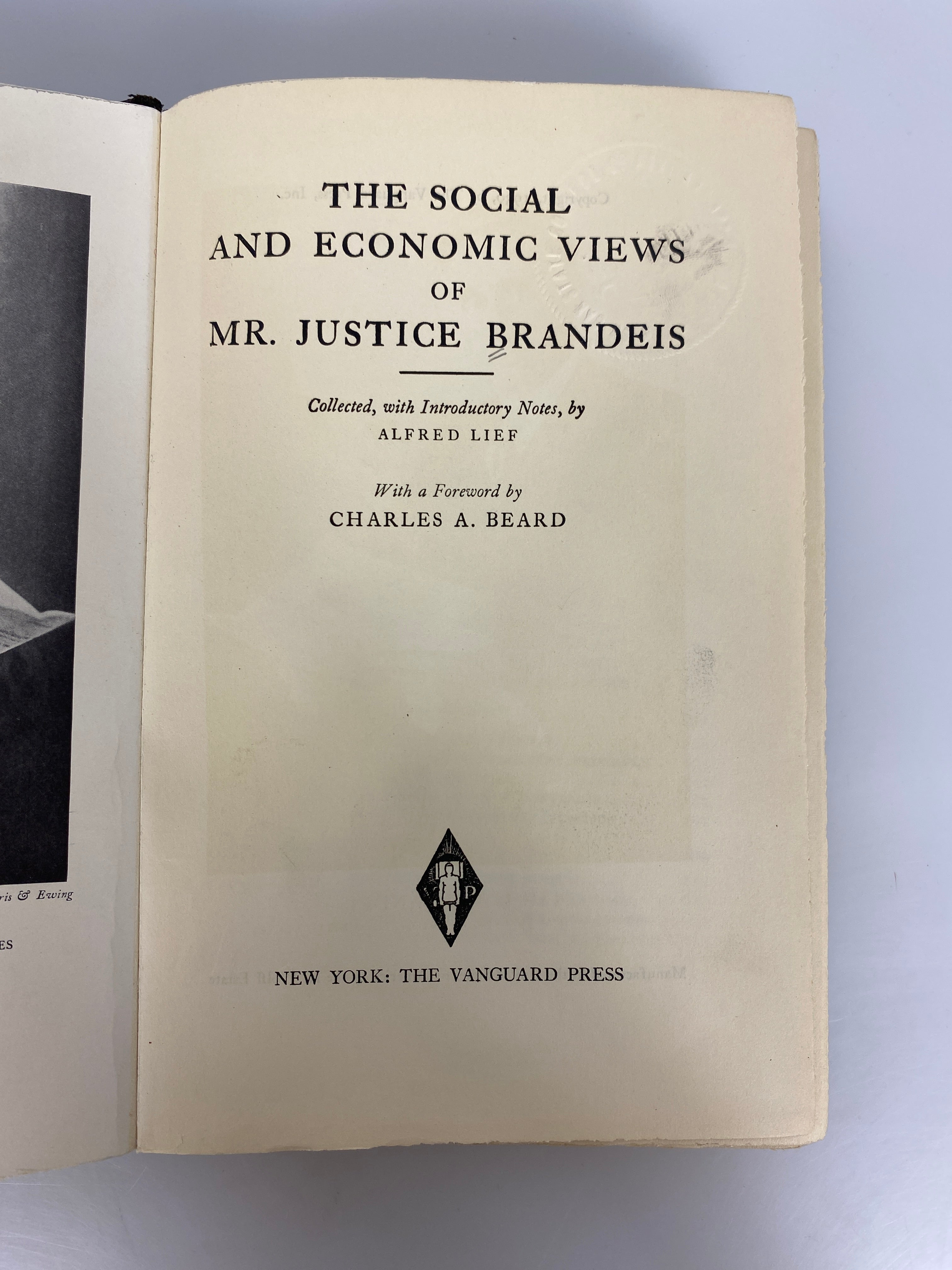 The Social & Economic Views of Mr. Justice Brandeis 1930 Ex-Library HC