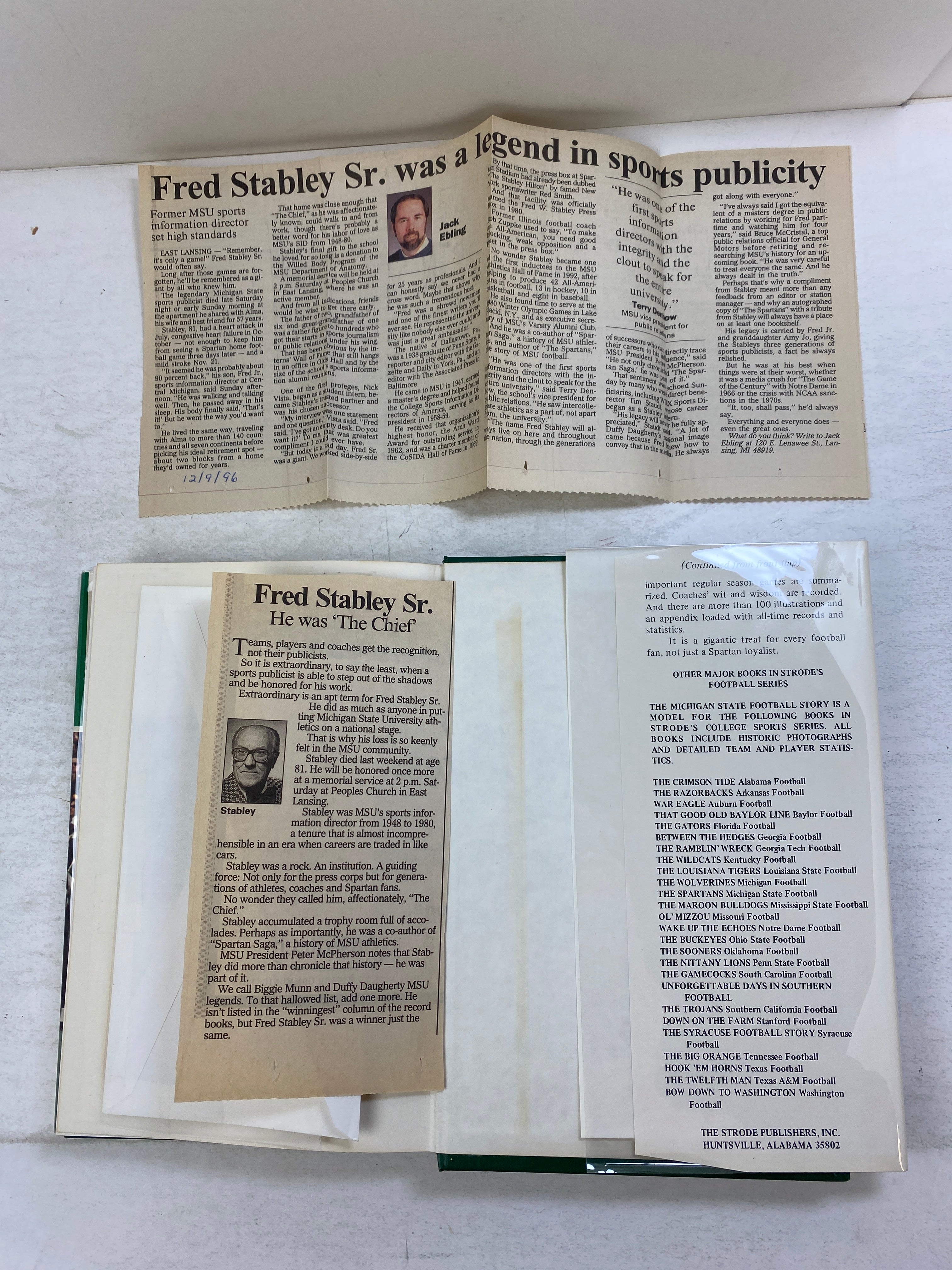 The Spartans by Fred Stabley HCDJ *Signed* 1975