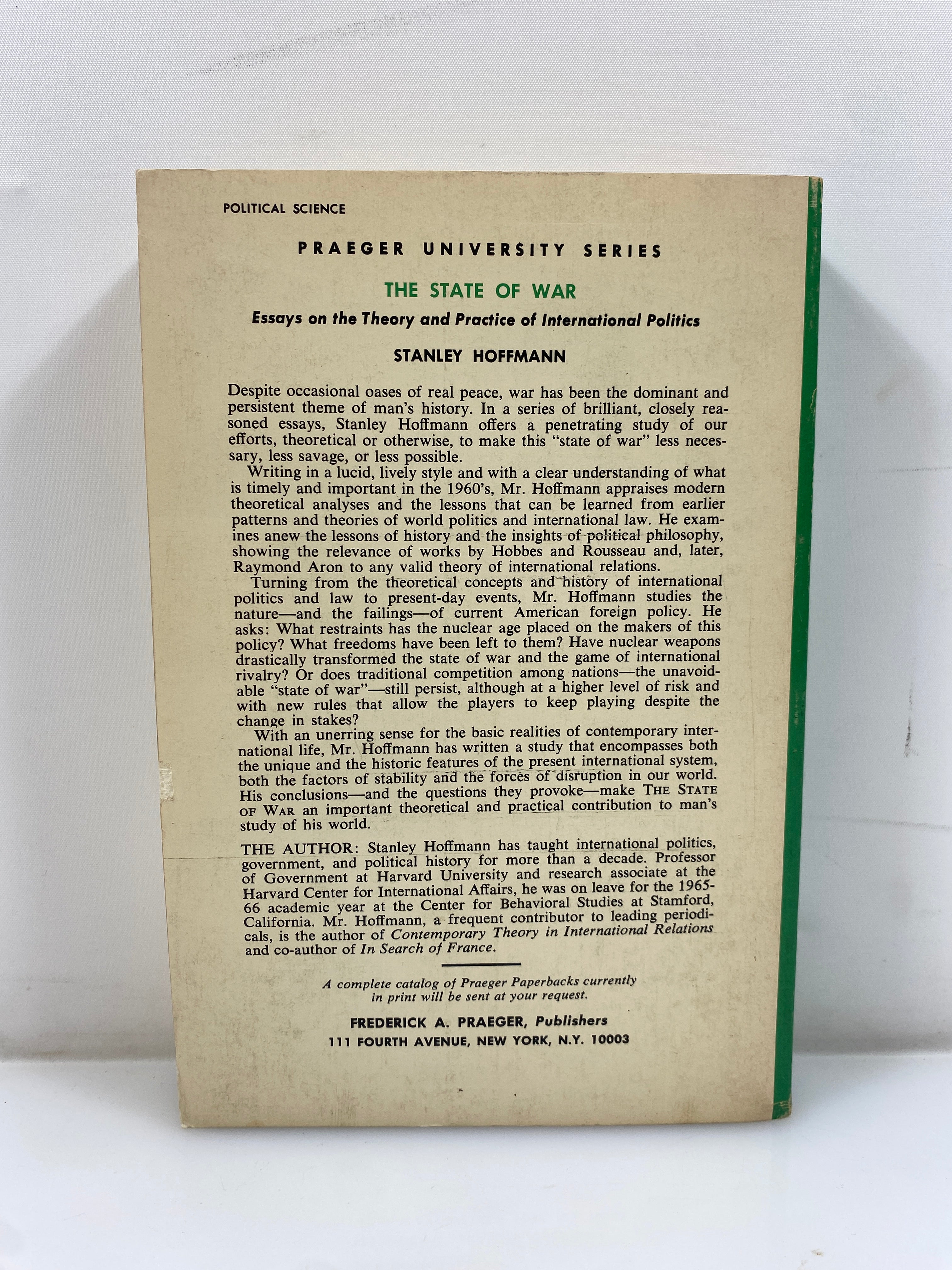 The State of War by Stanley Hoffmann 1968 Fourth Printing SC