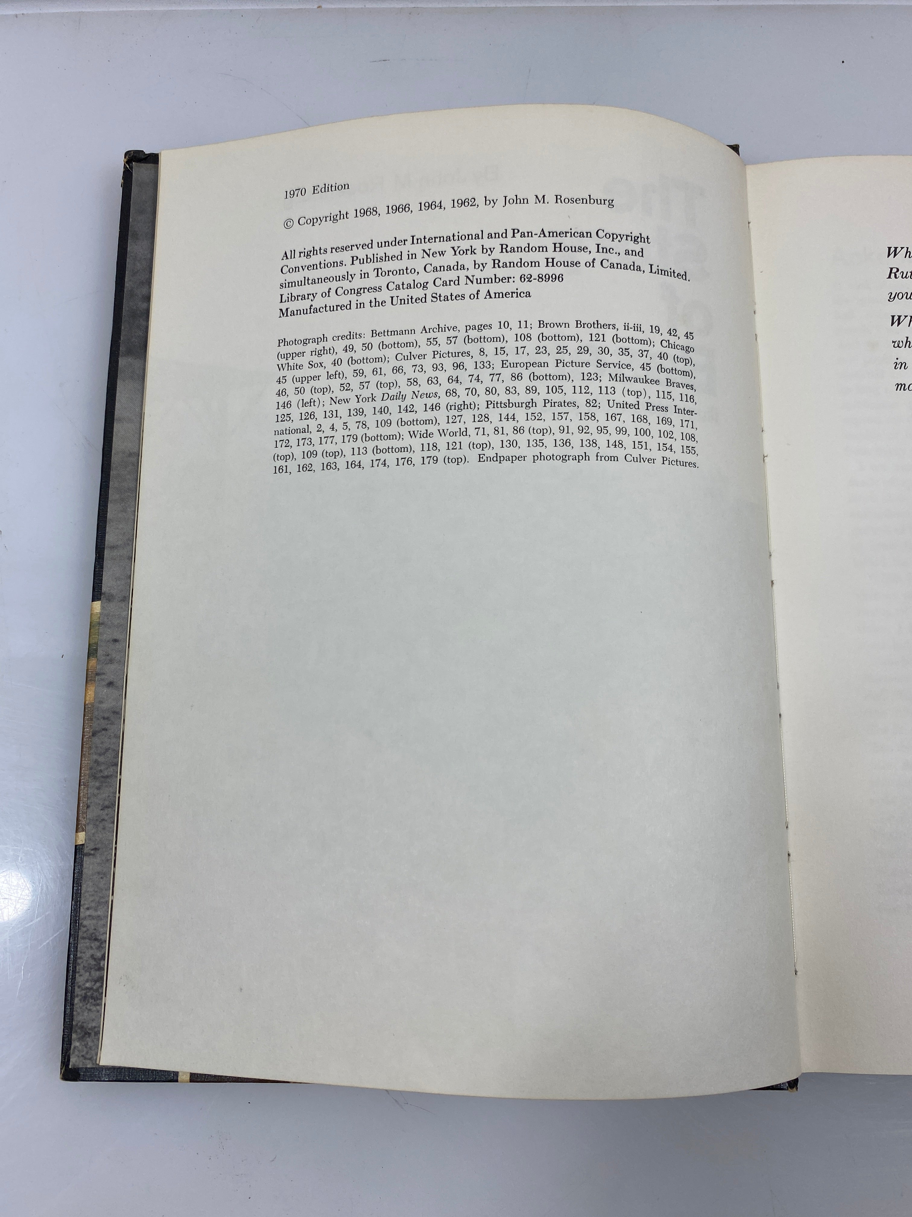 The Story of Baseball by Rosenburg 1970 Random House HC