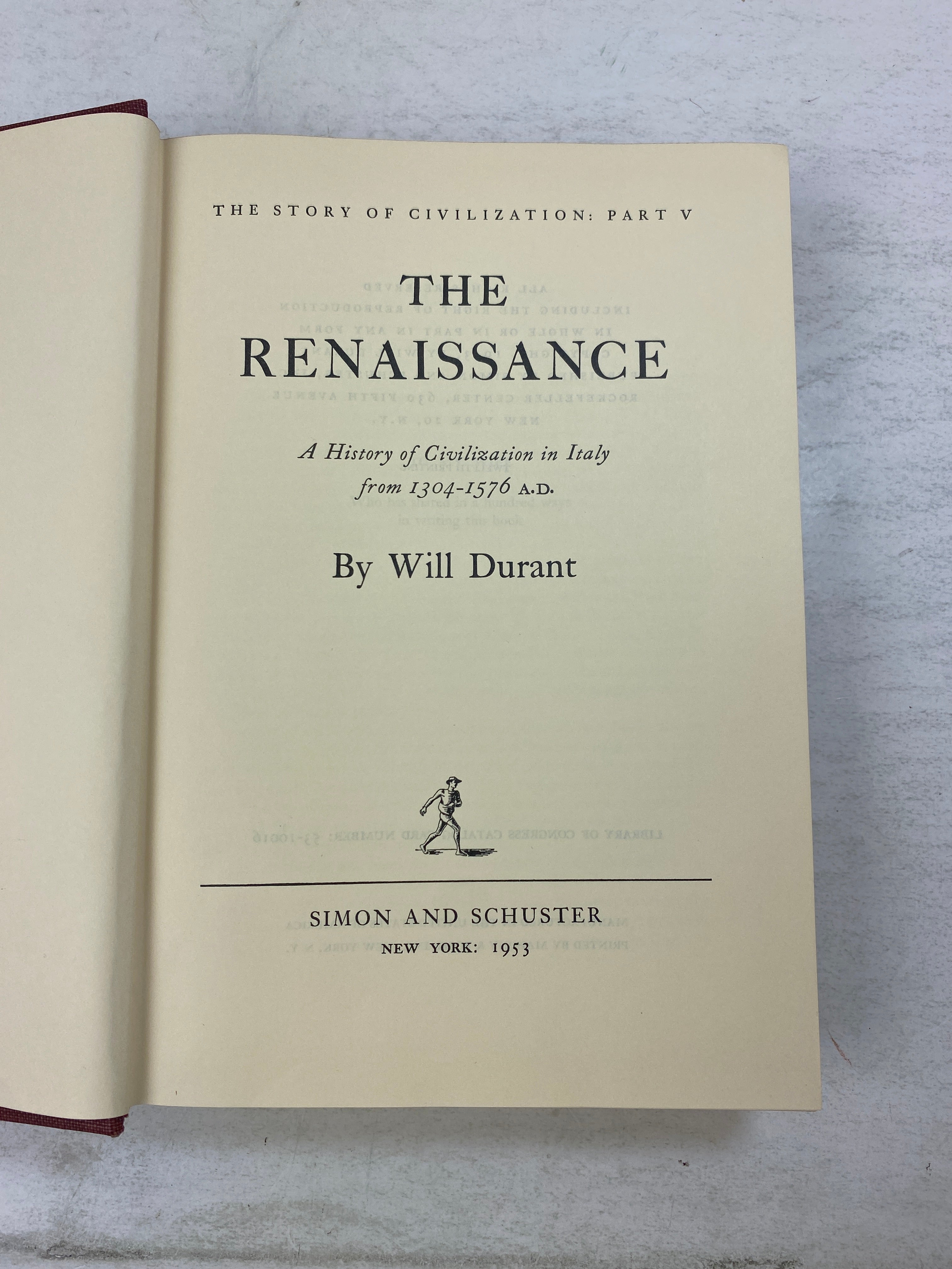 The Story of Civilization Part V The Renaissance by Durant 1953 HC