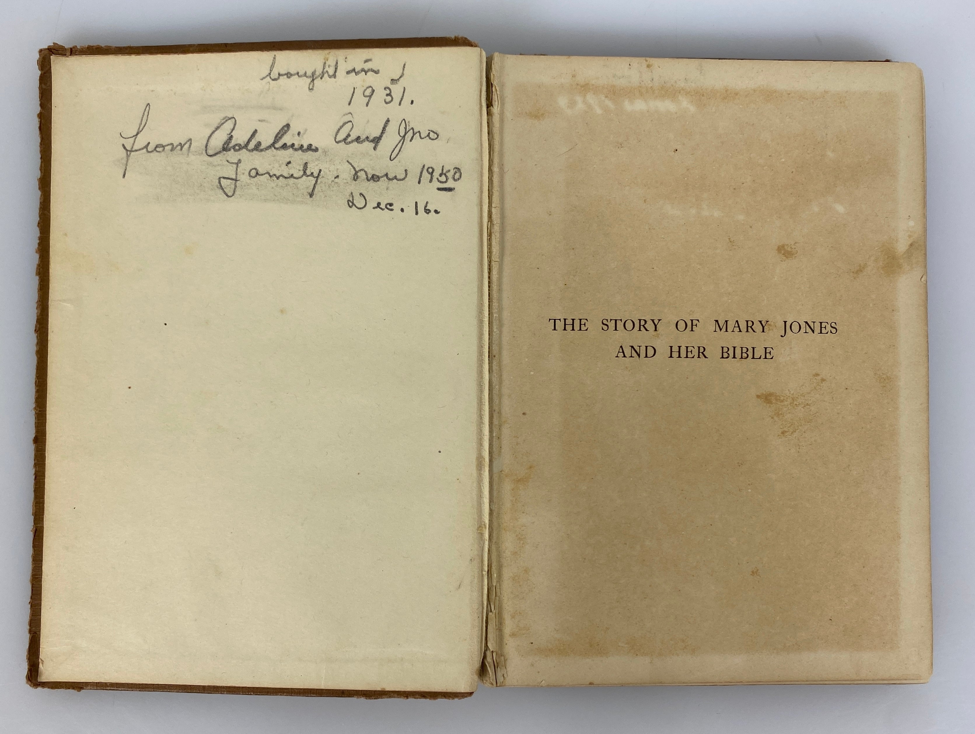 The Story of Mary Jones and Her Bible by M.E.R. 1927 Antique HC