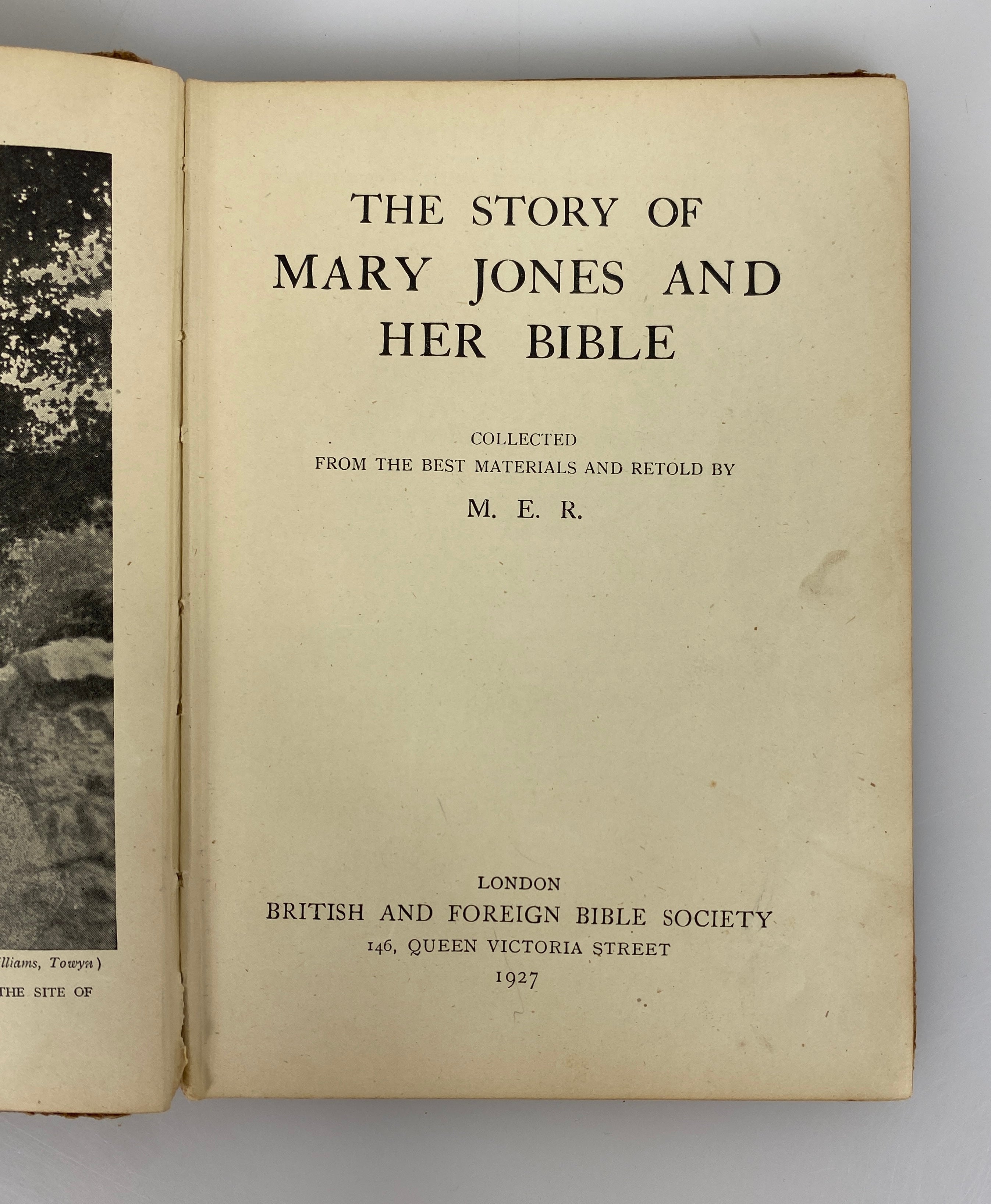 The Story of Mary Jones and Her Bible by M.E.R. 1927 Antique HC