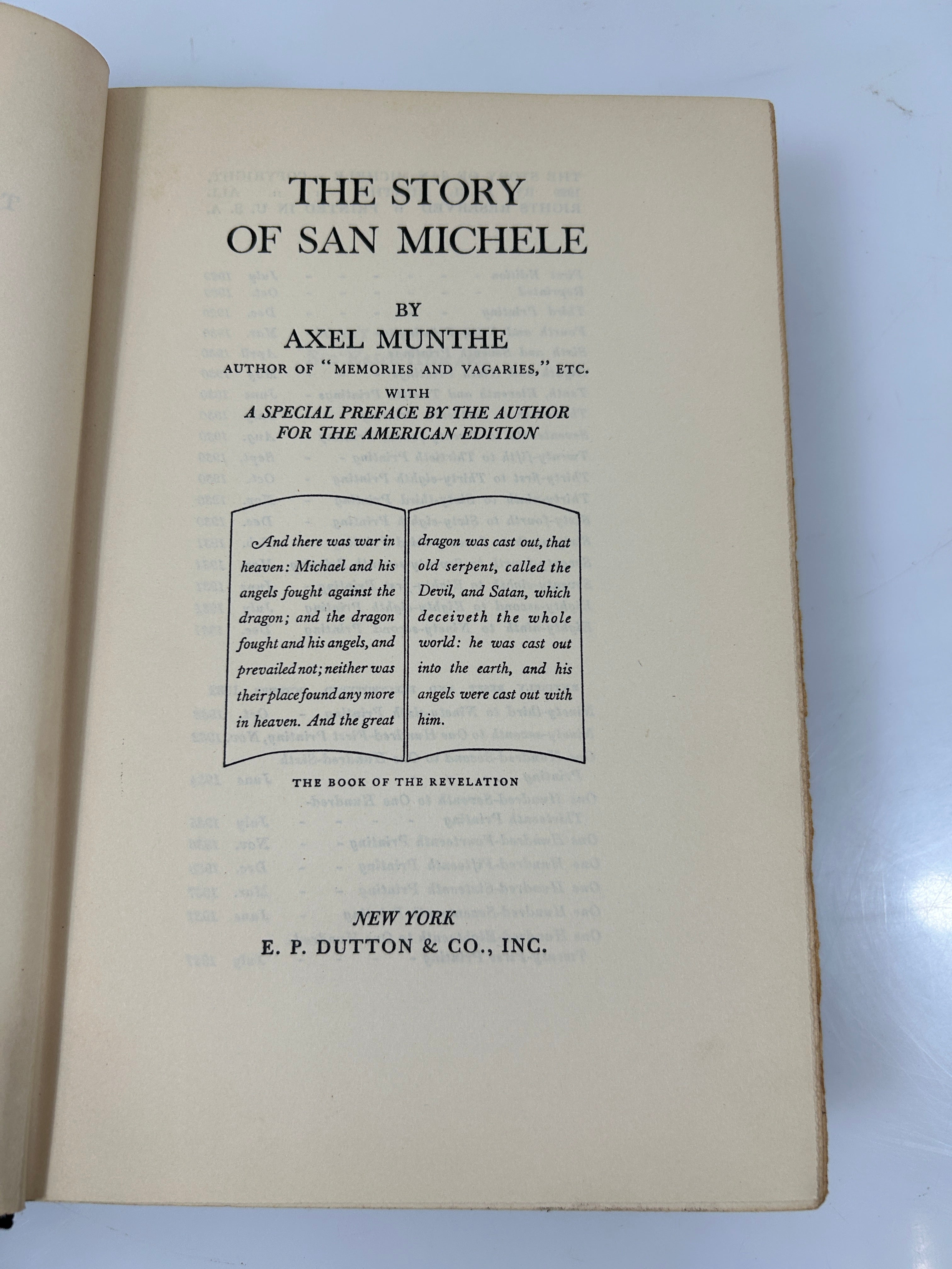 The Story of San Michele by Axel Munthe 1937 E.P. Dutton & Co, Inc HC