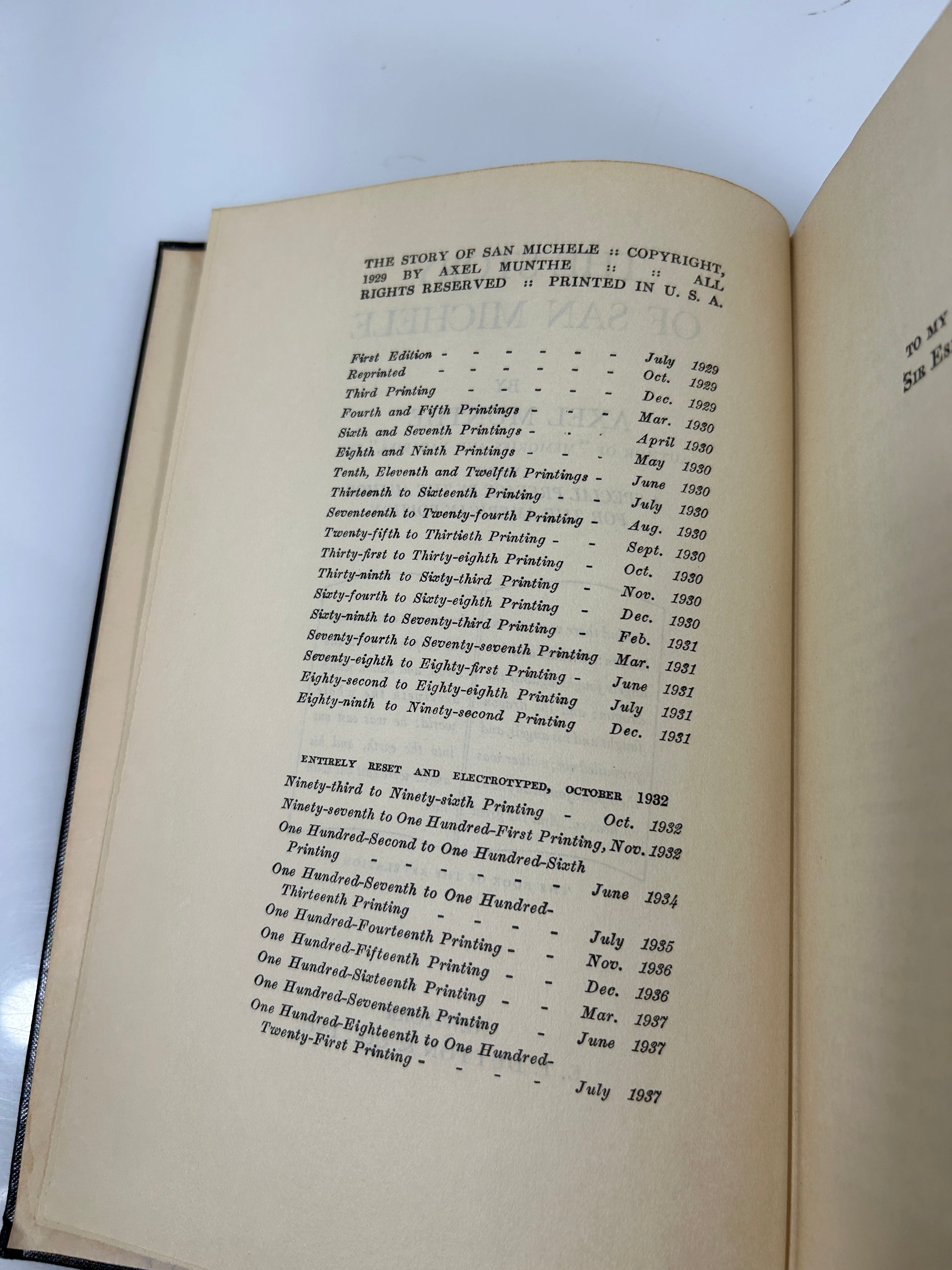 The Story of San Michele by Axel Munthe 1937 E.P. Dutton & Co, Inc HC