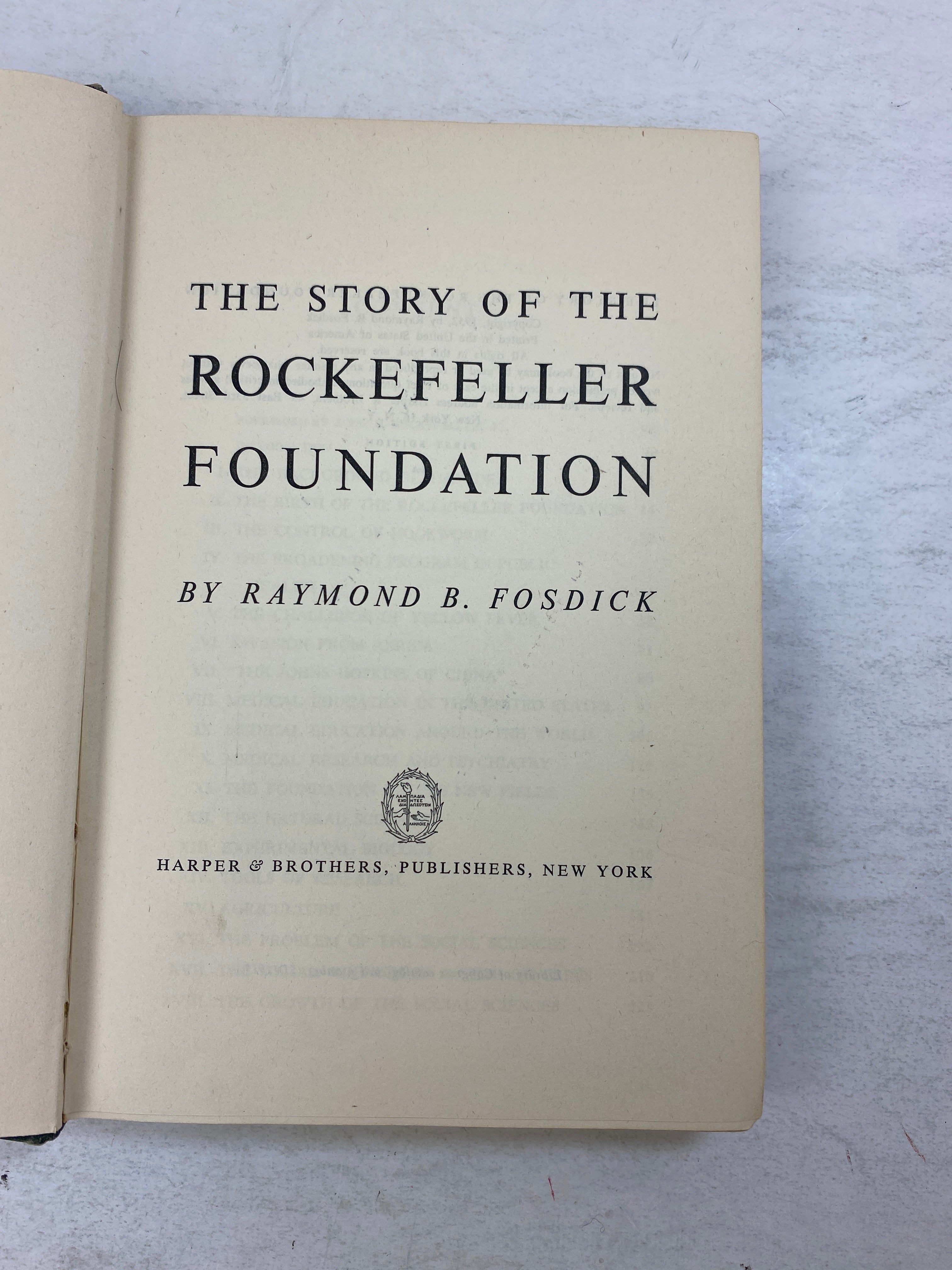 The Story of the Rockefeller Foundation by Fosdick Ex-library 1952 HC
