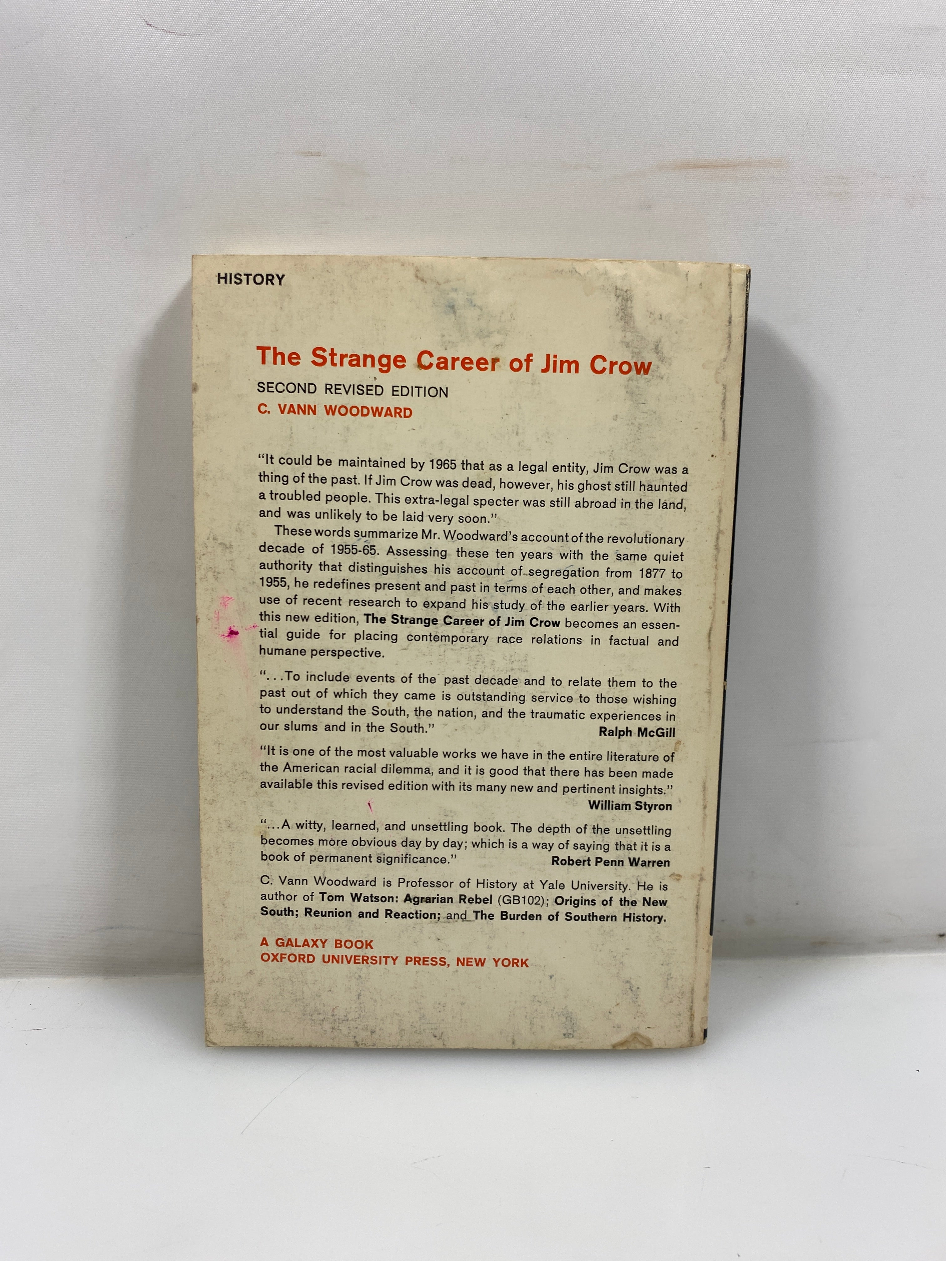 The Strange Career of Jim Crow by Woodward 2nd Revised Ed. 1966 SC