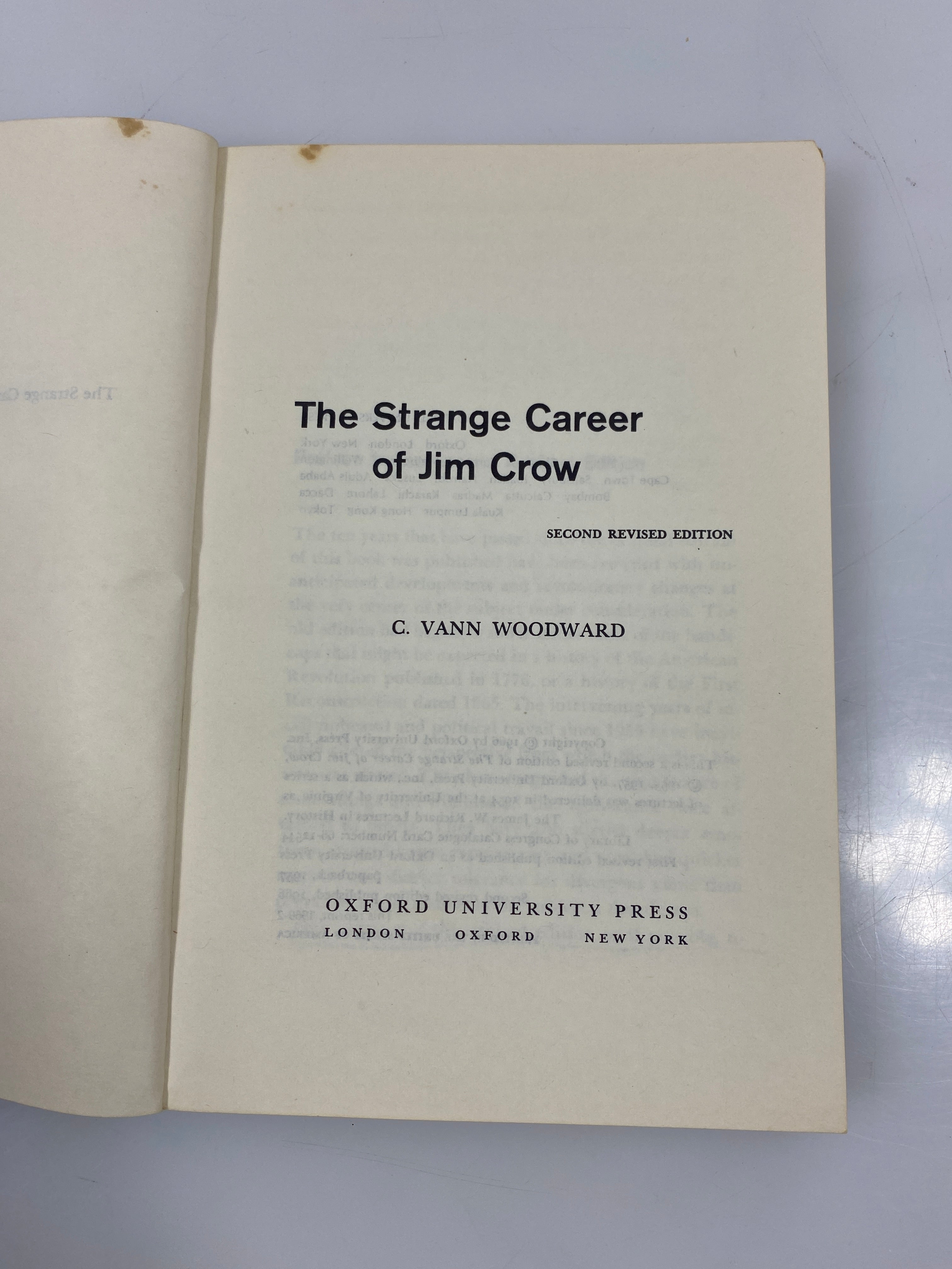 The Strange Career of Jim Crow by Woodward 2nd Revised Ed. 1966 SC