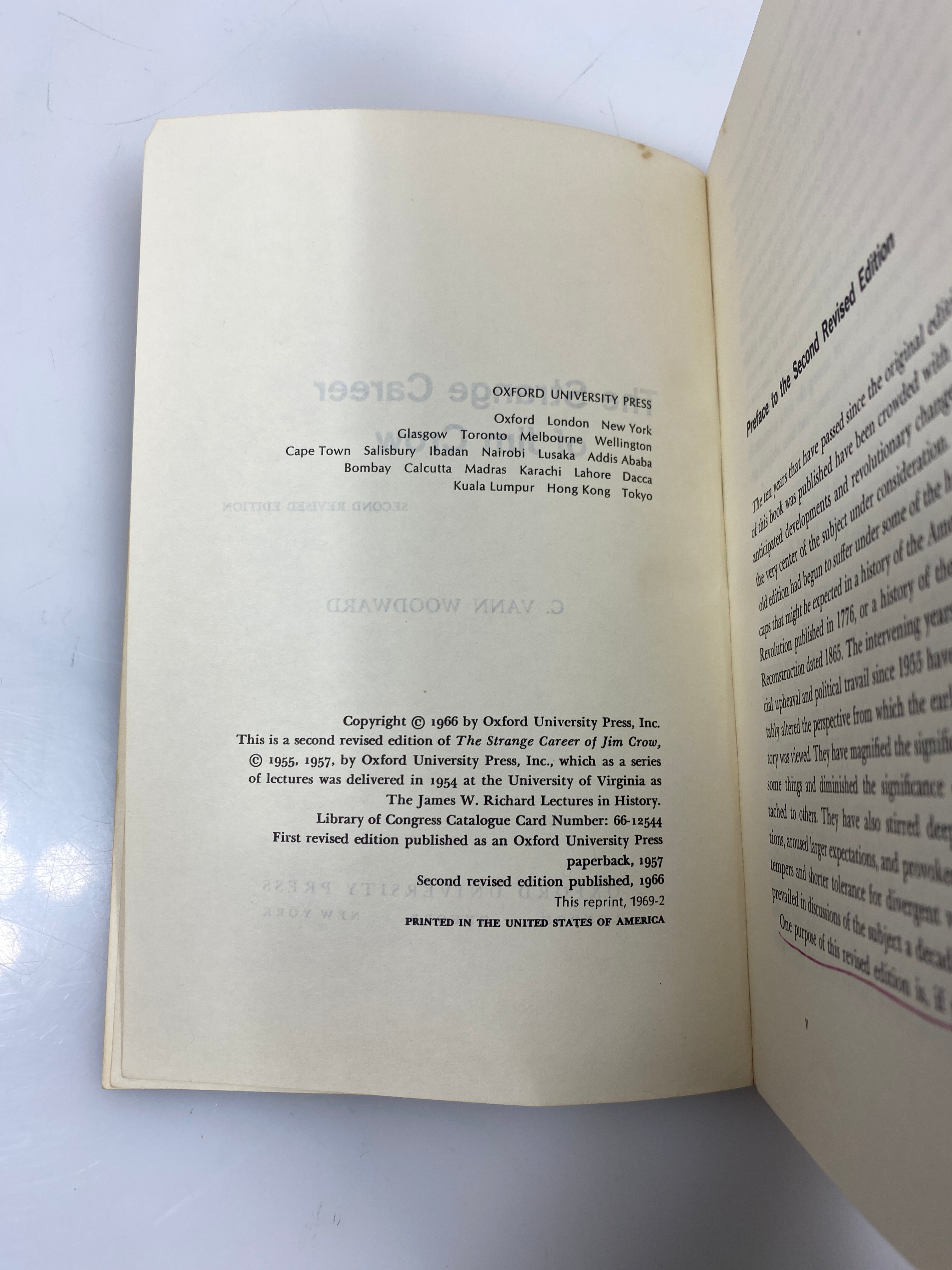 The Strange Career of Jim Crow by Woodward 2nd Revised Ed. 1966 SC