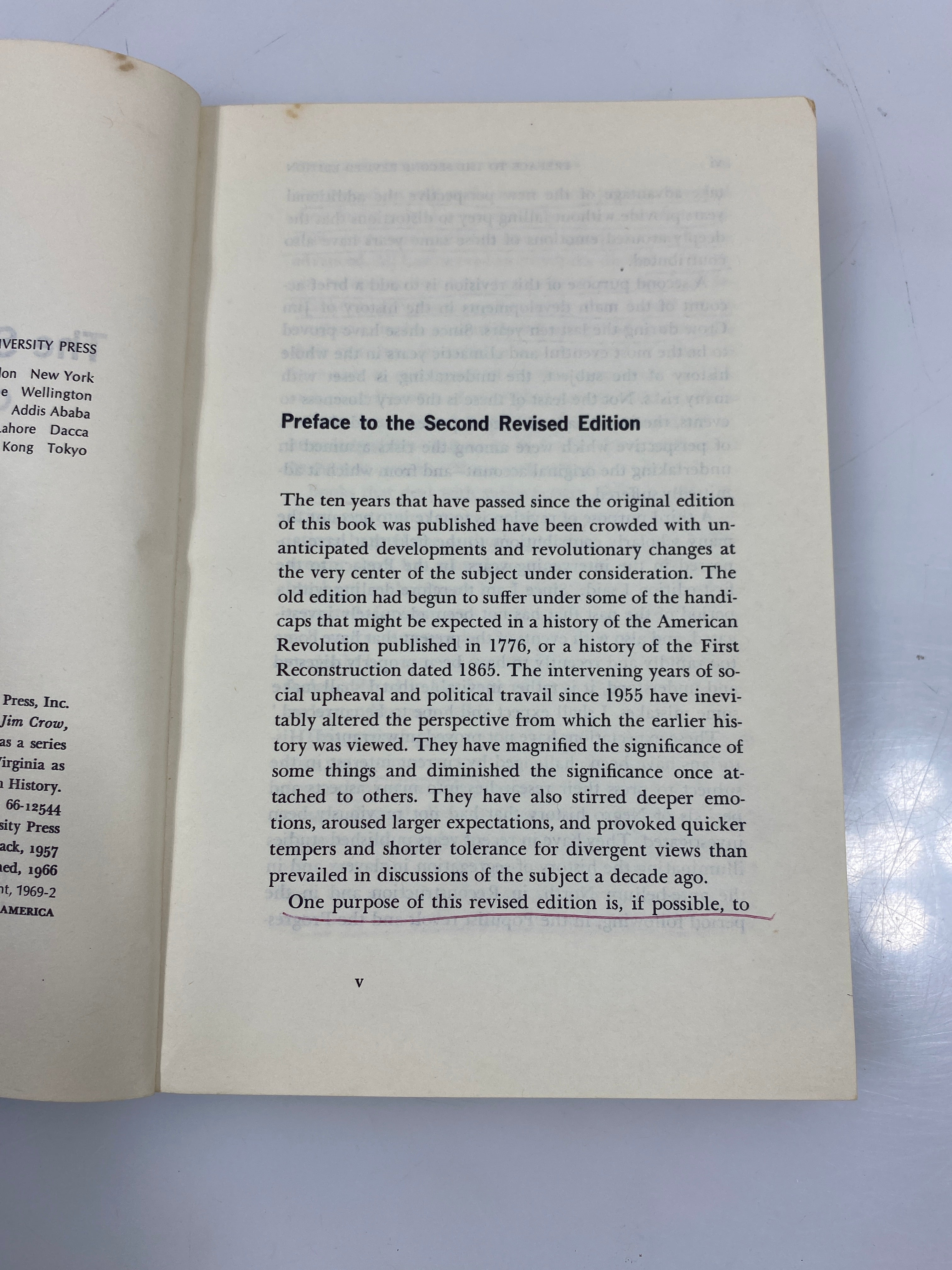 The Strange Career of Jim Crow by Woodward 2nd Revised Ed. 1966 SC
