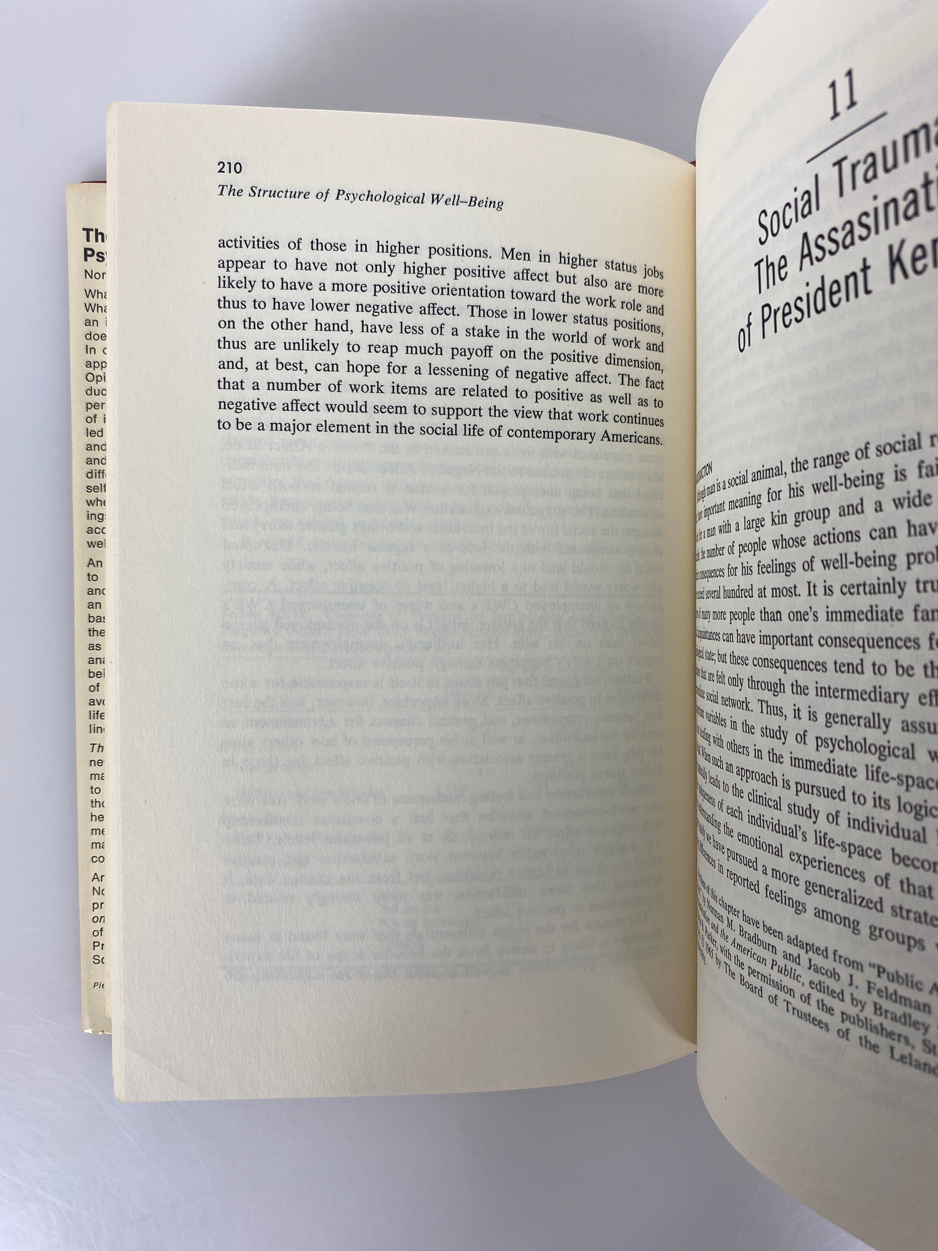 The Structure of Psychological Well-Being by Norman Bradburn 1969 HC DJ