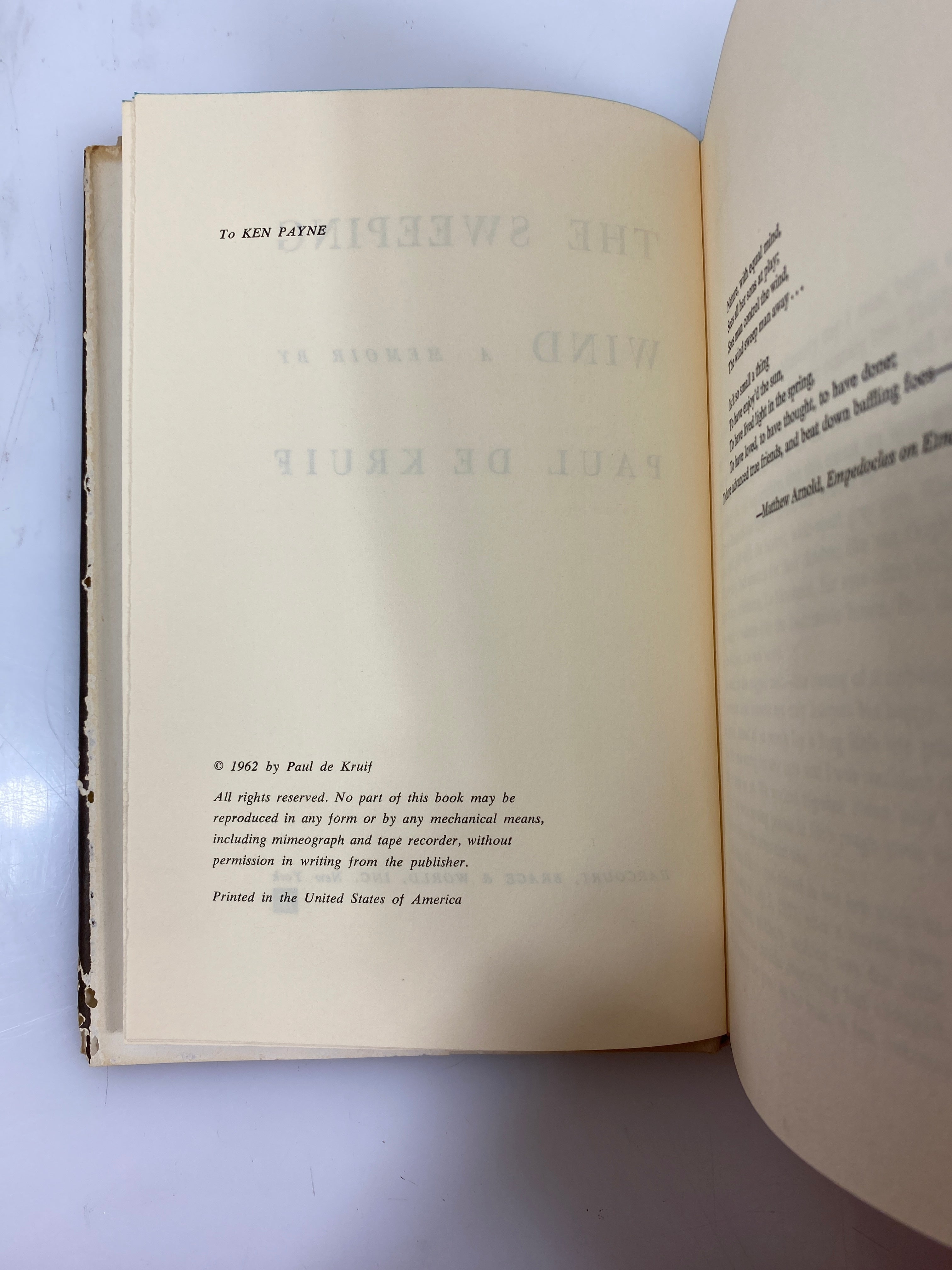 The Sweeping Wind Paul de Kruif 1962 HCDJ BCE