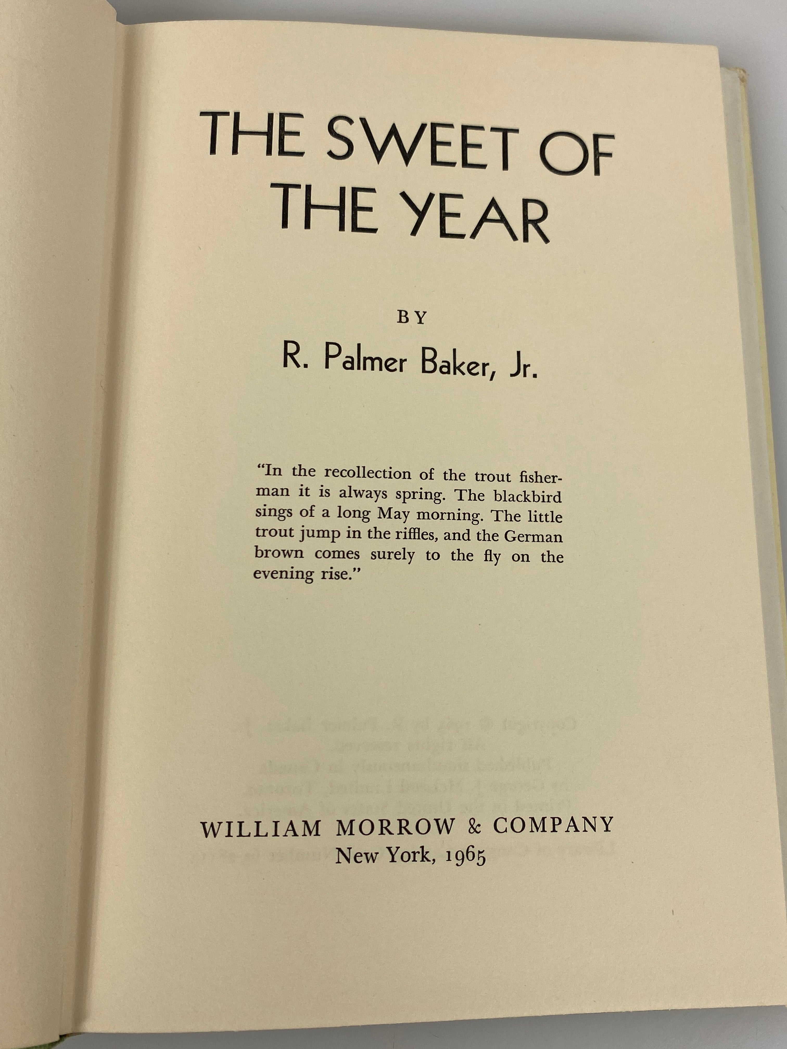 The Sweet of the Year by Baker 1965 Vintage Fly-Fishing 1st Edition HC DJ