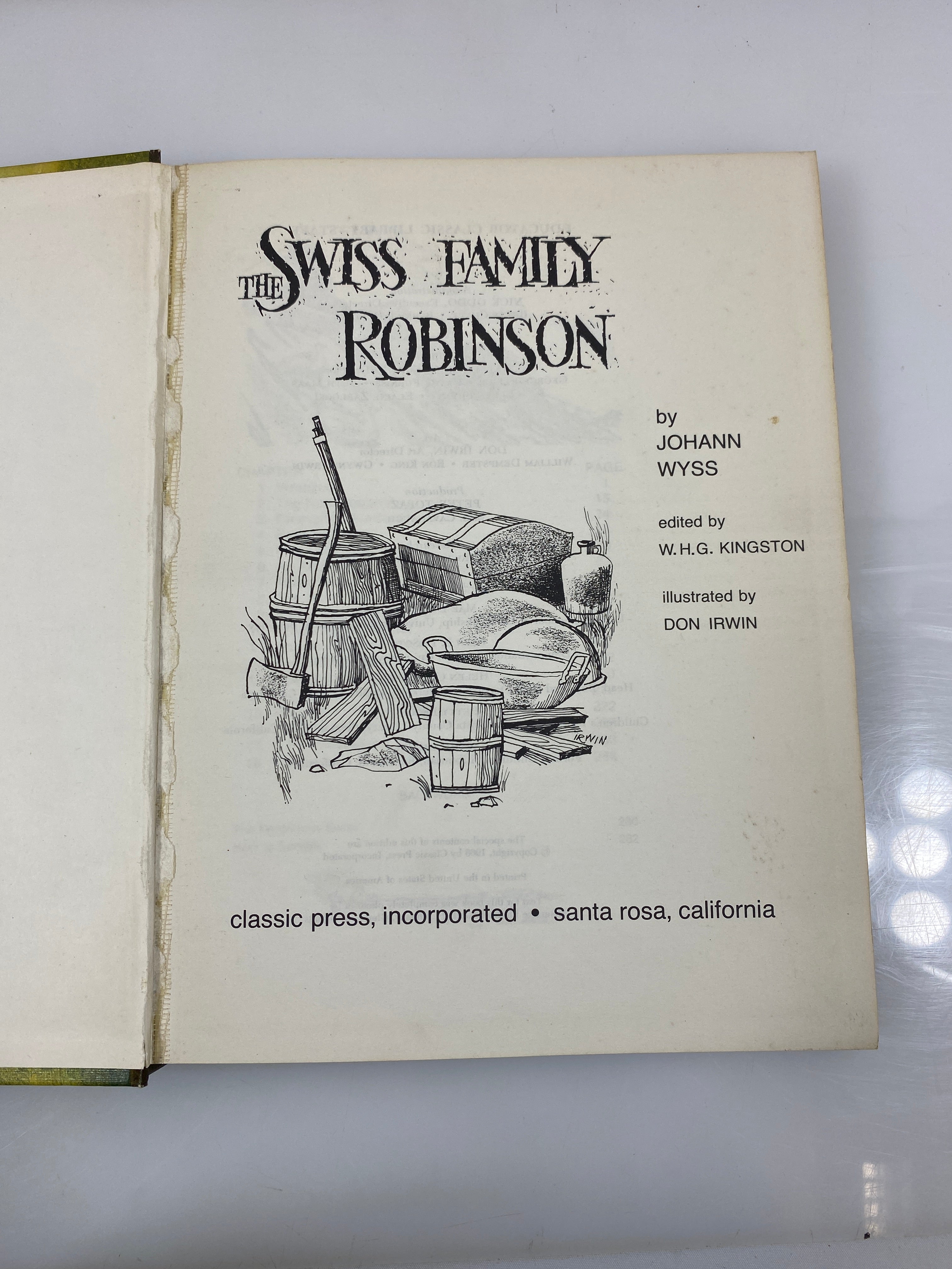 The Swiss Family Robinson by Wyss Classic Press 1968 HC