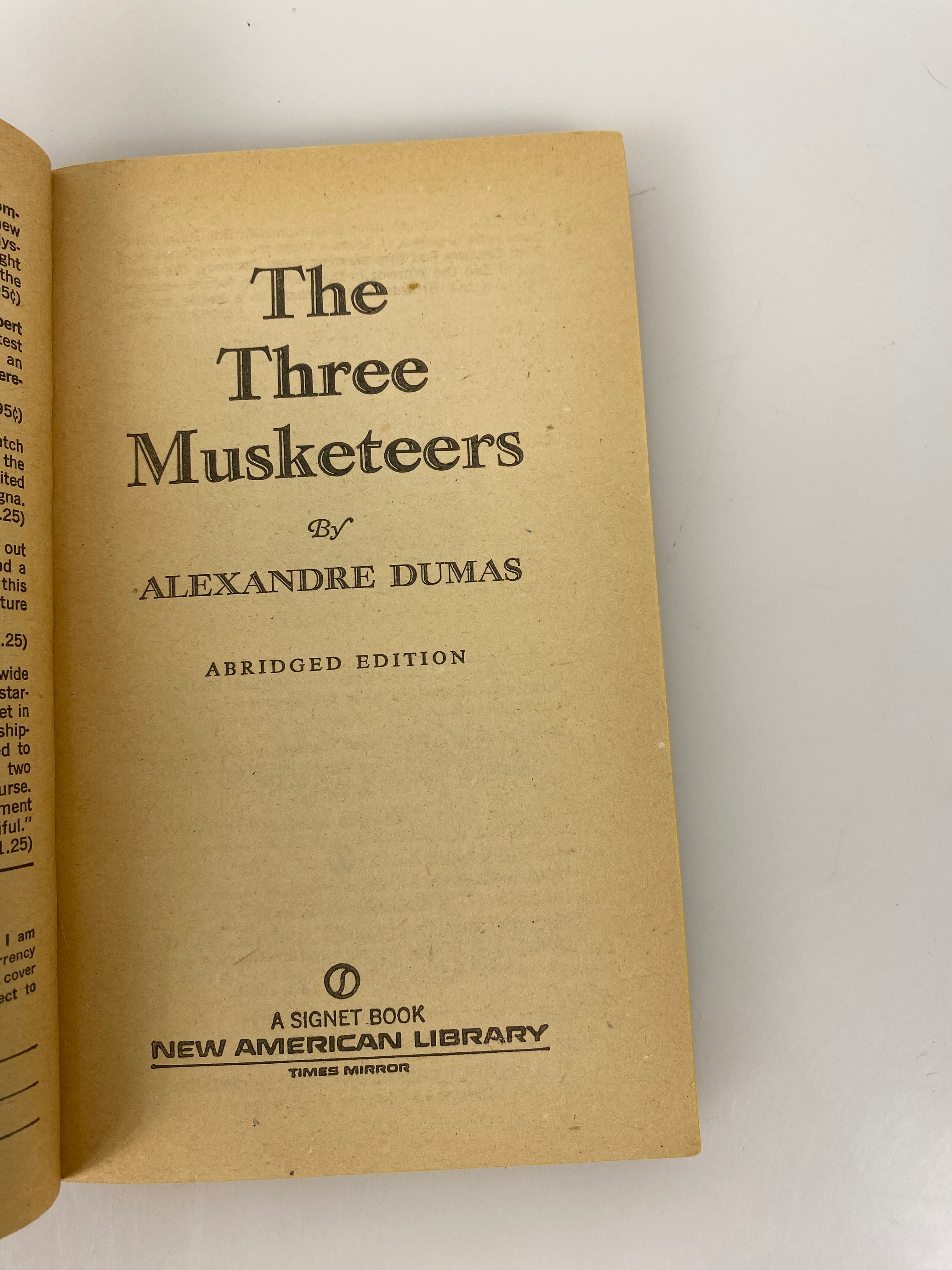 The Three Musketeers Alexandre Dumas paperback 1974