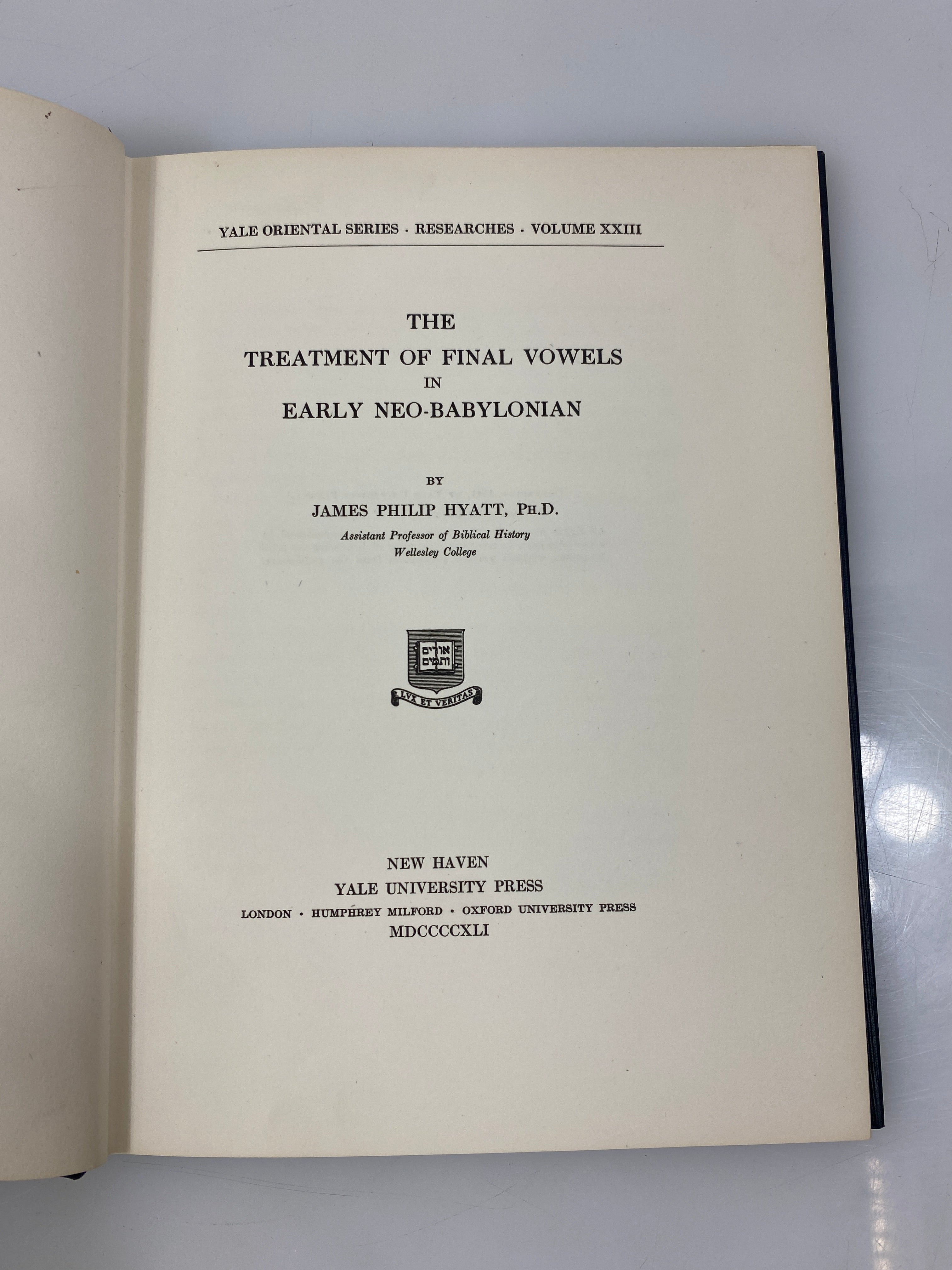 The Treatment of Final Vowels in Early Neo-Babylonian Ex-lib 1941 HC
