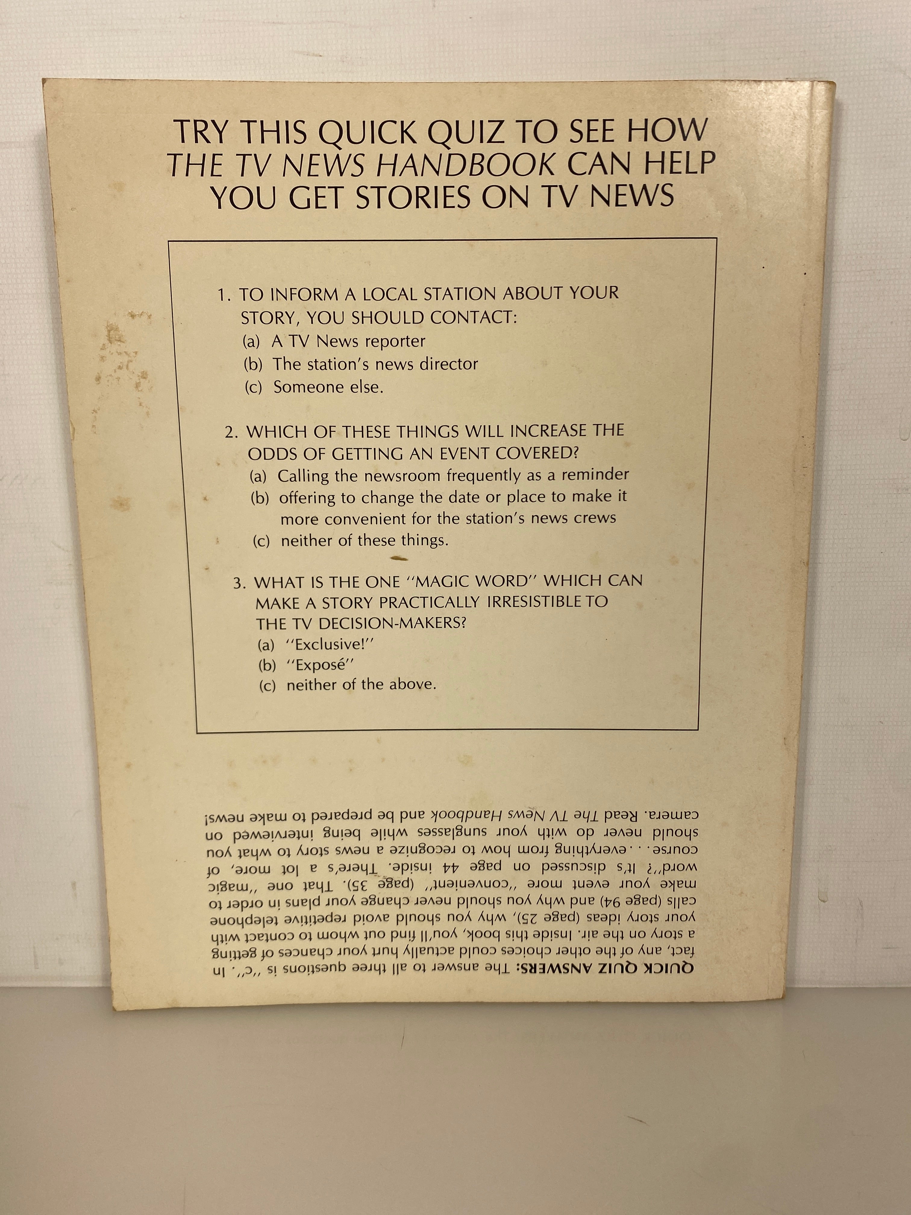 The TV News Handbook by Wm Becker How to Get Stories on TV News 1982 2nd Ed SC