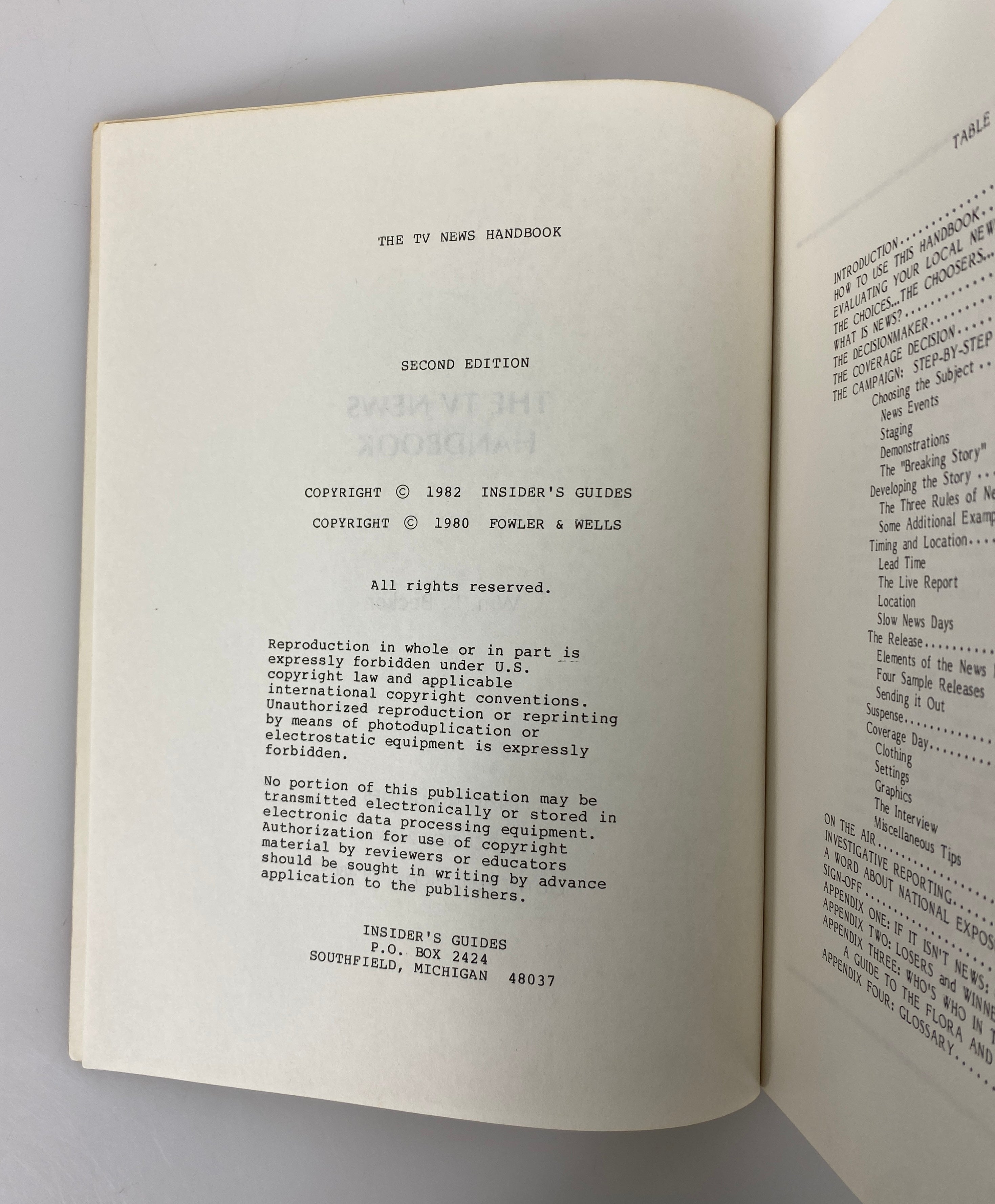 The TV News Handbook by Wm Becker How to Get Stories on TV News 1982 2nd Ed SC