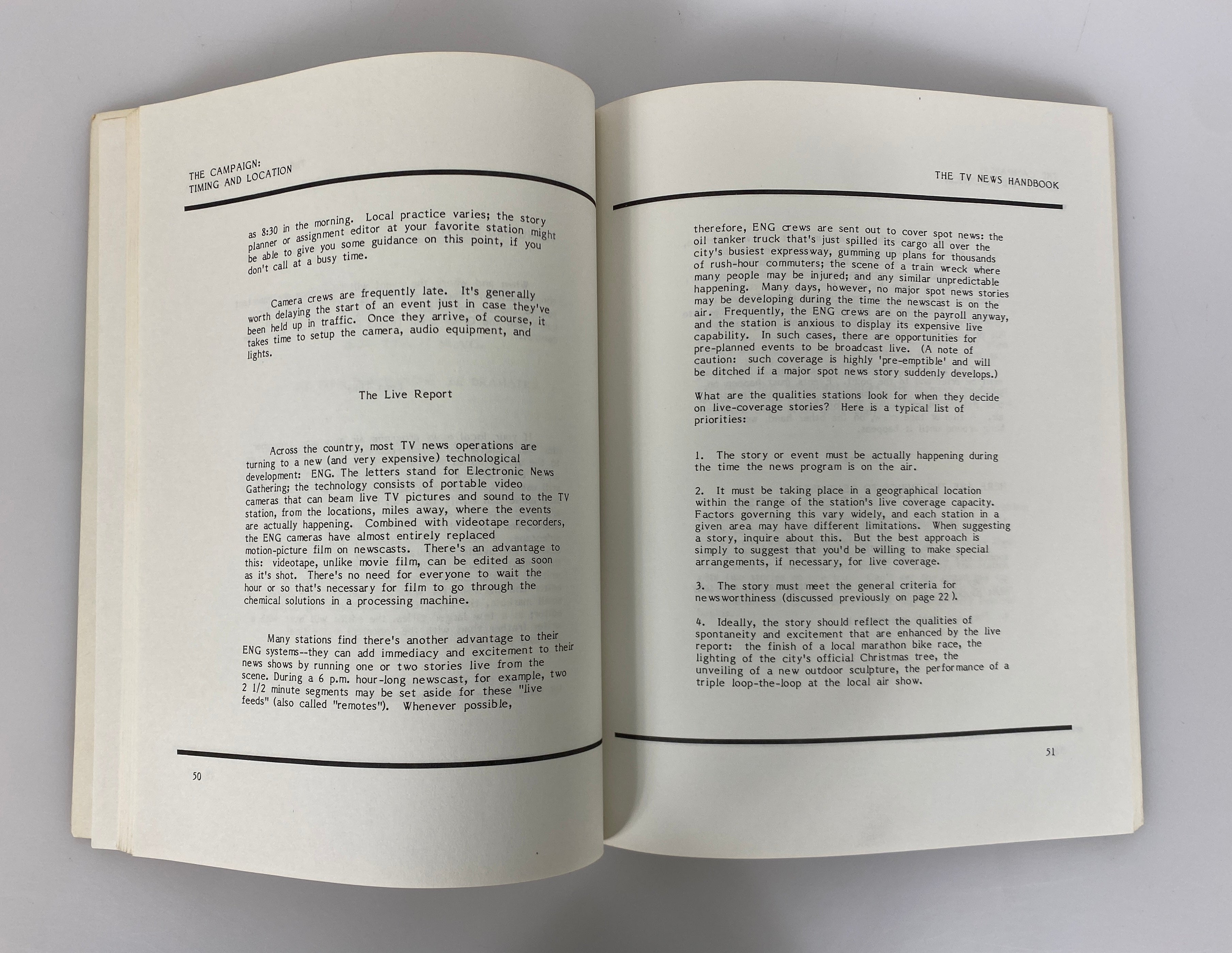 The TV News Handbook by Wm Becker How to Get Stories on TV News 1982 2nd Ed SC