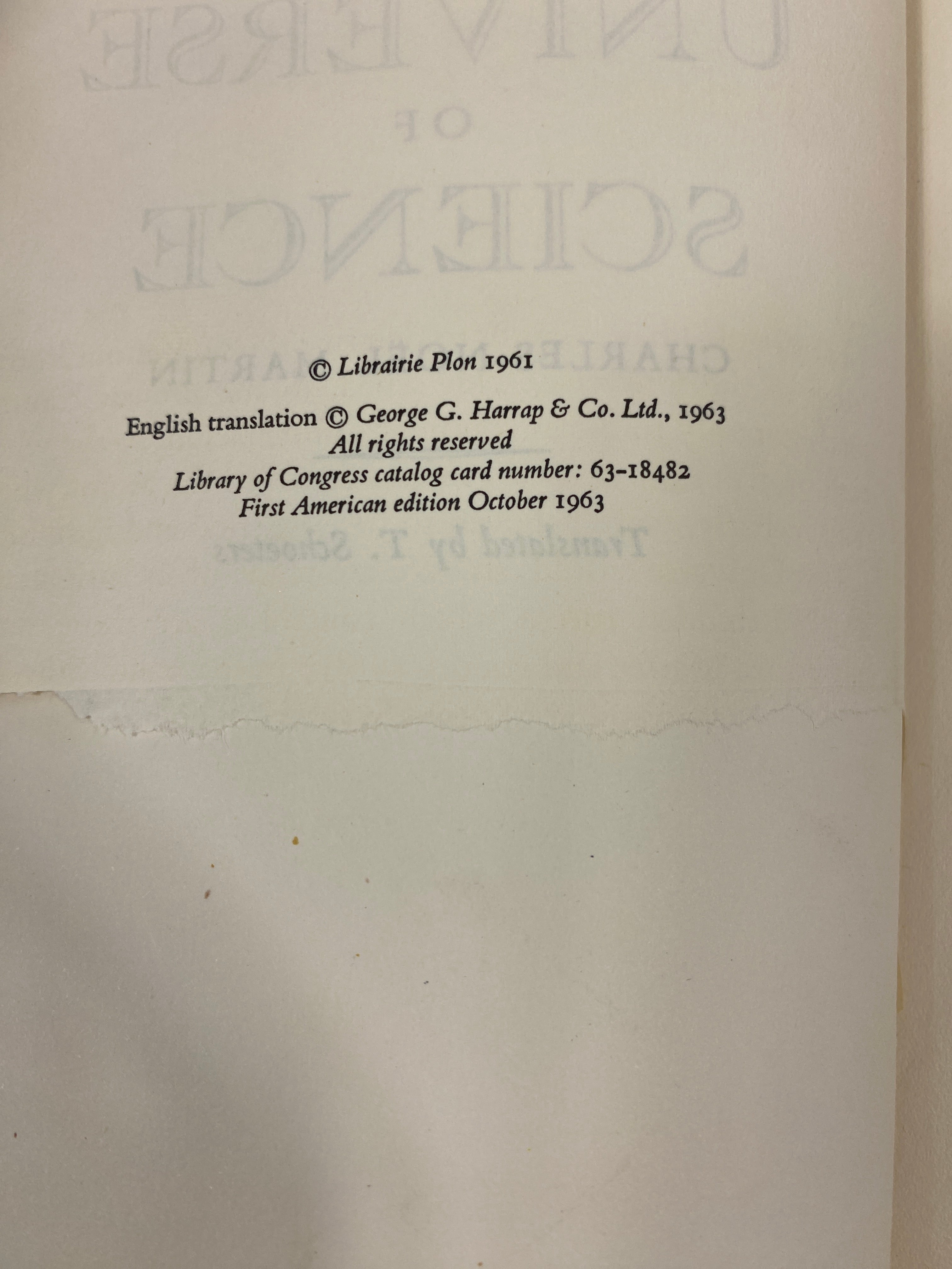The Universe of Science by Martin 1961 HCDJ