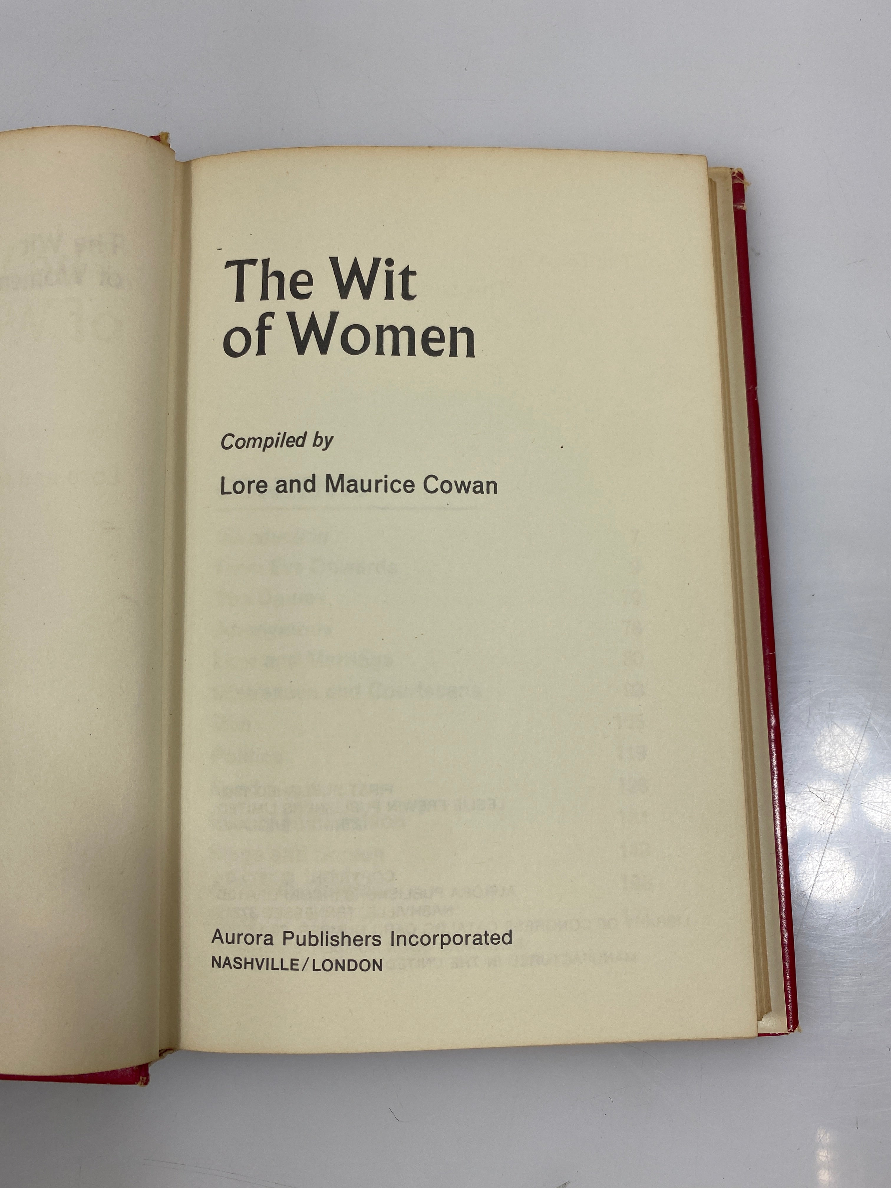 The Wit of Women by Lore & Maurice Cowan 1970 HCDJ