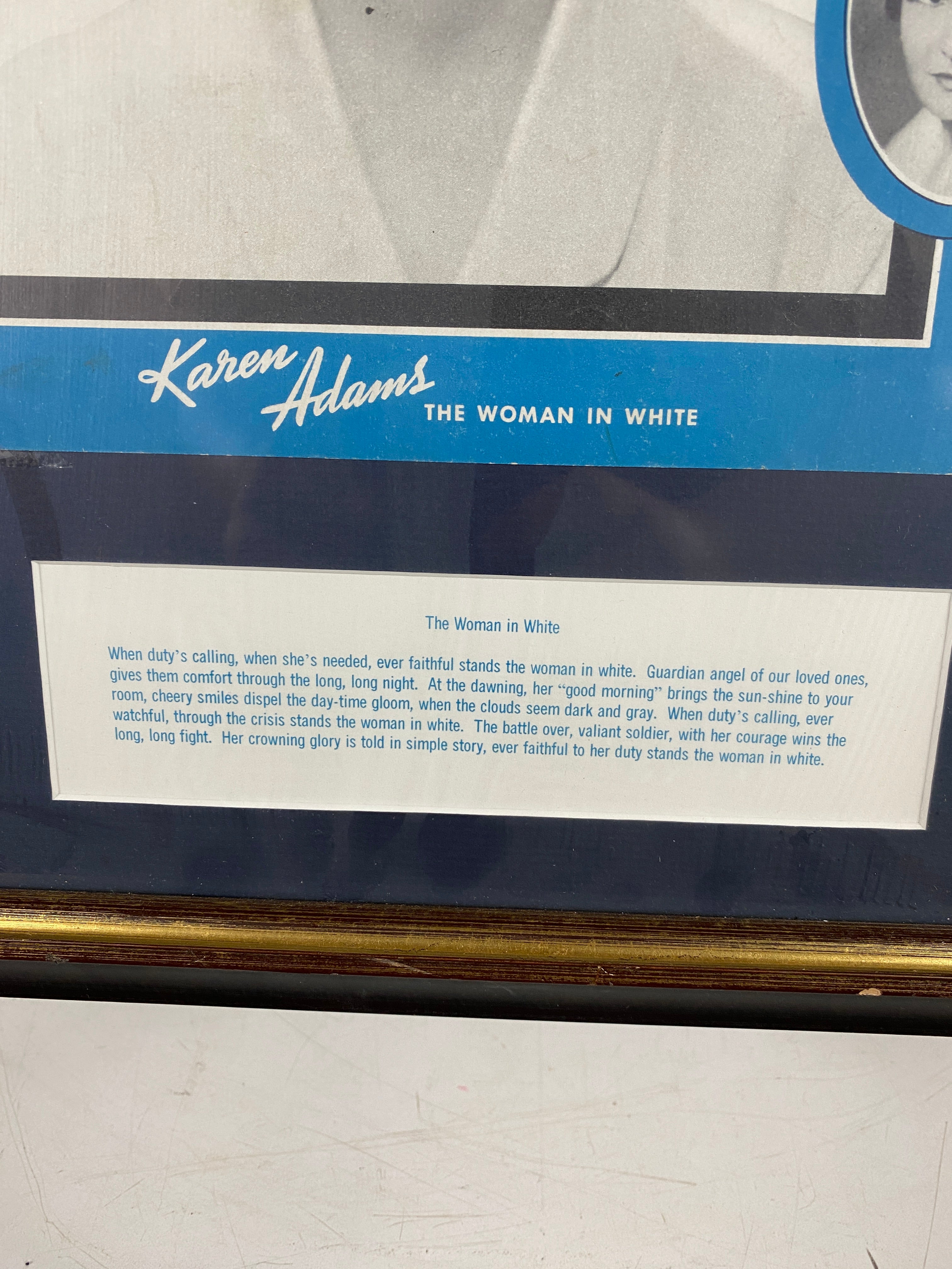 'The Woman In White' Vintage Promotional Piece Framed
