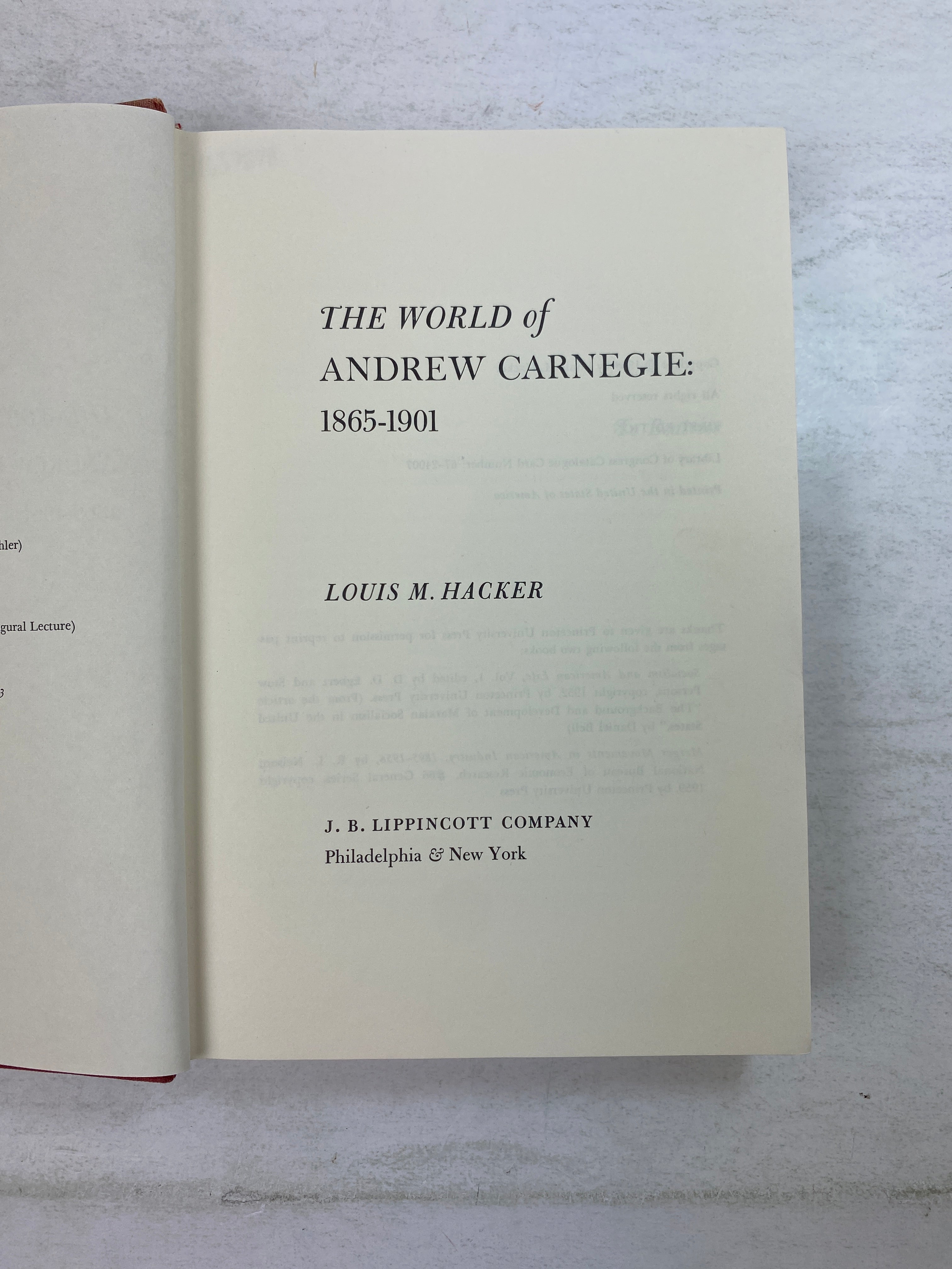 The World of Andrew Carnegie: 1865-1901 by Hacker Ex-library 1968 HC