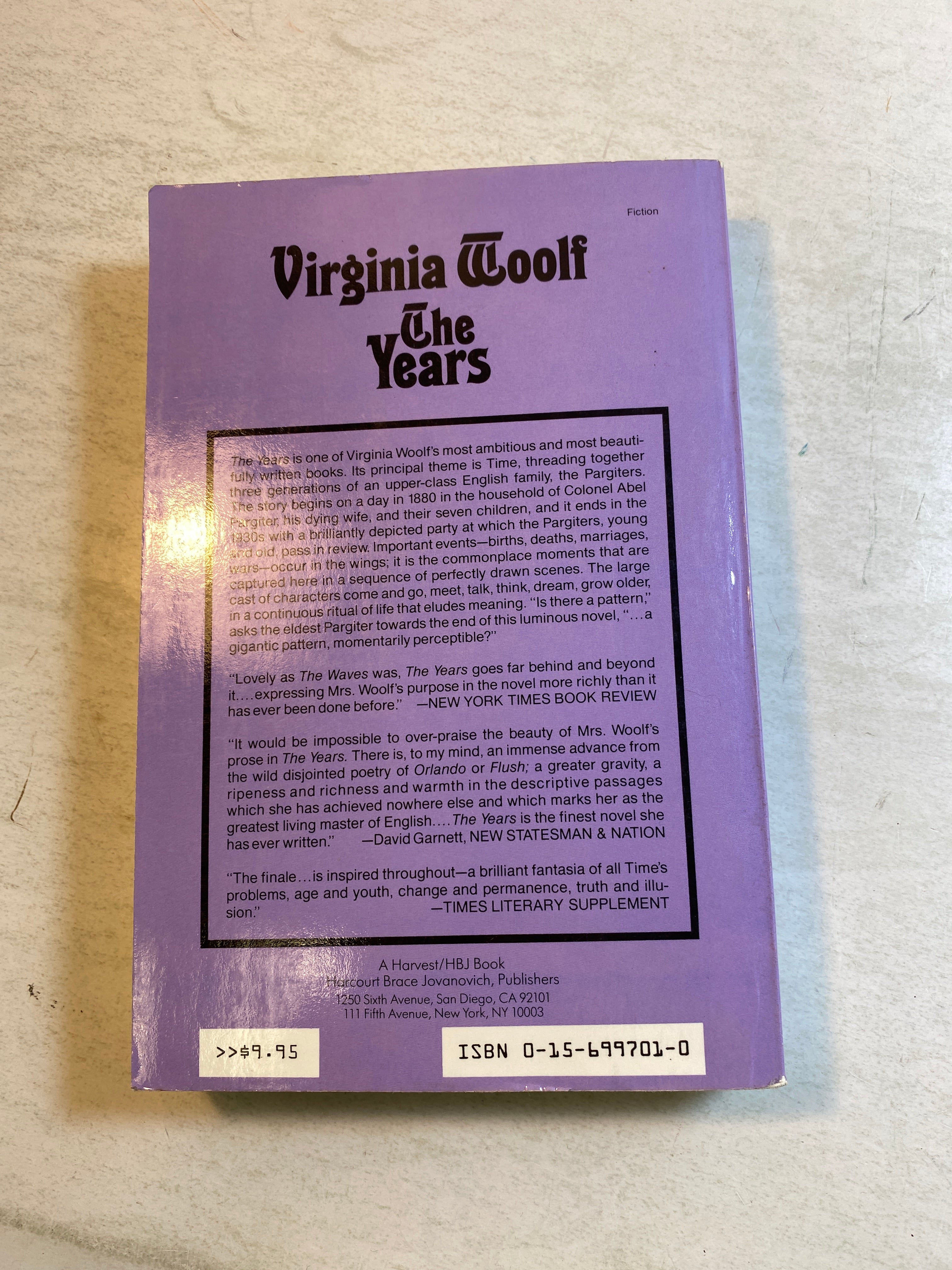 The Years by Virginia Woolf Harvest Books SC 1965