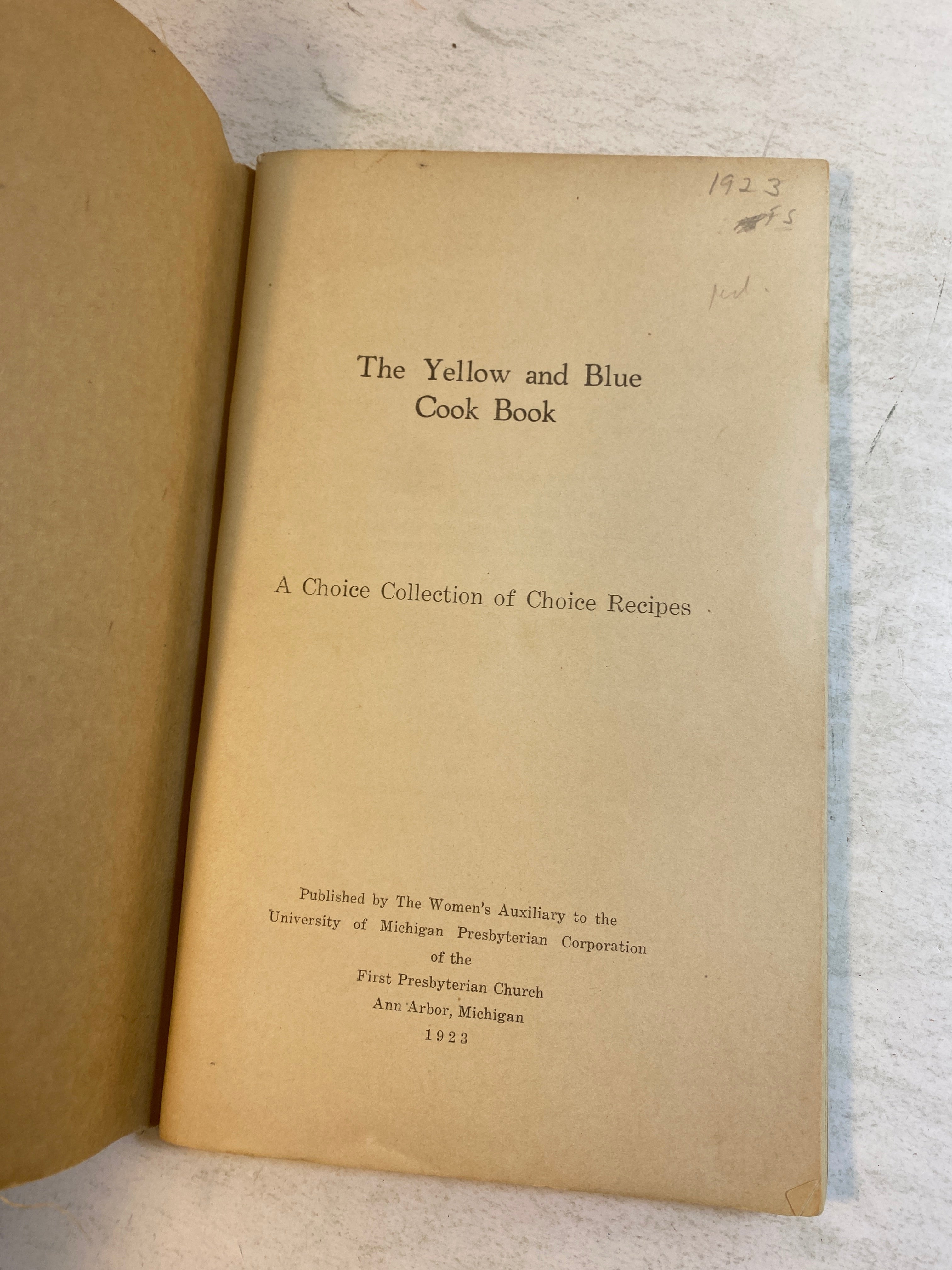 The Yellow and Blue Cook Book 1923 SC