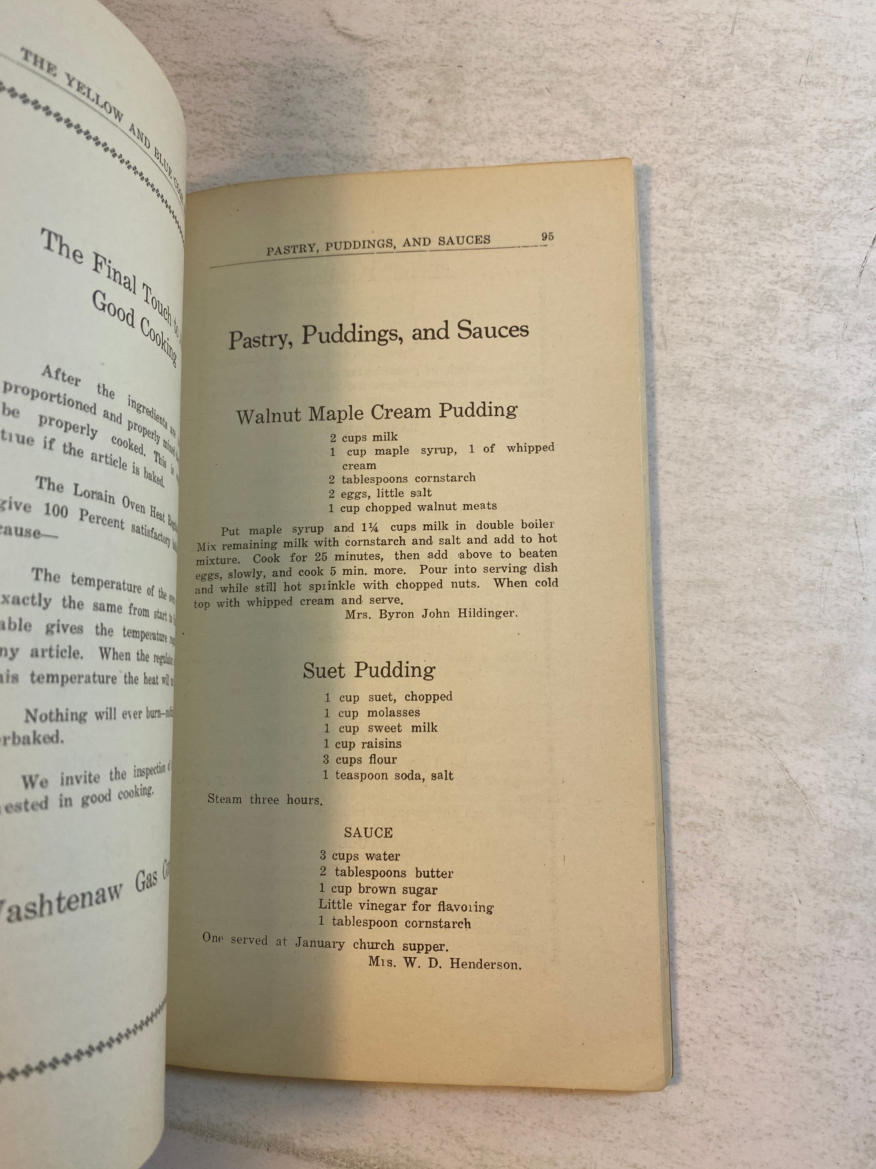 The Yellow and Blue Cook Book 1923 SC